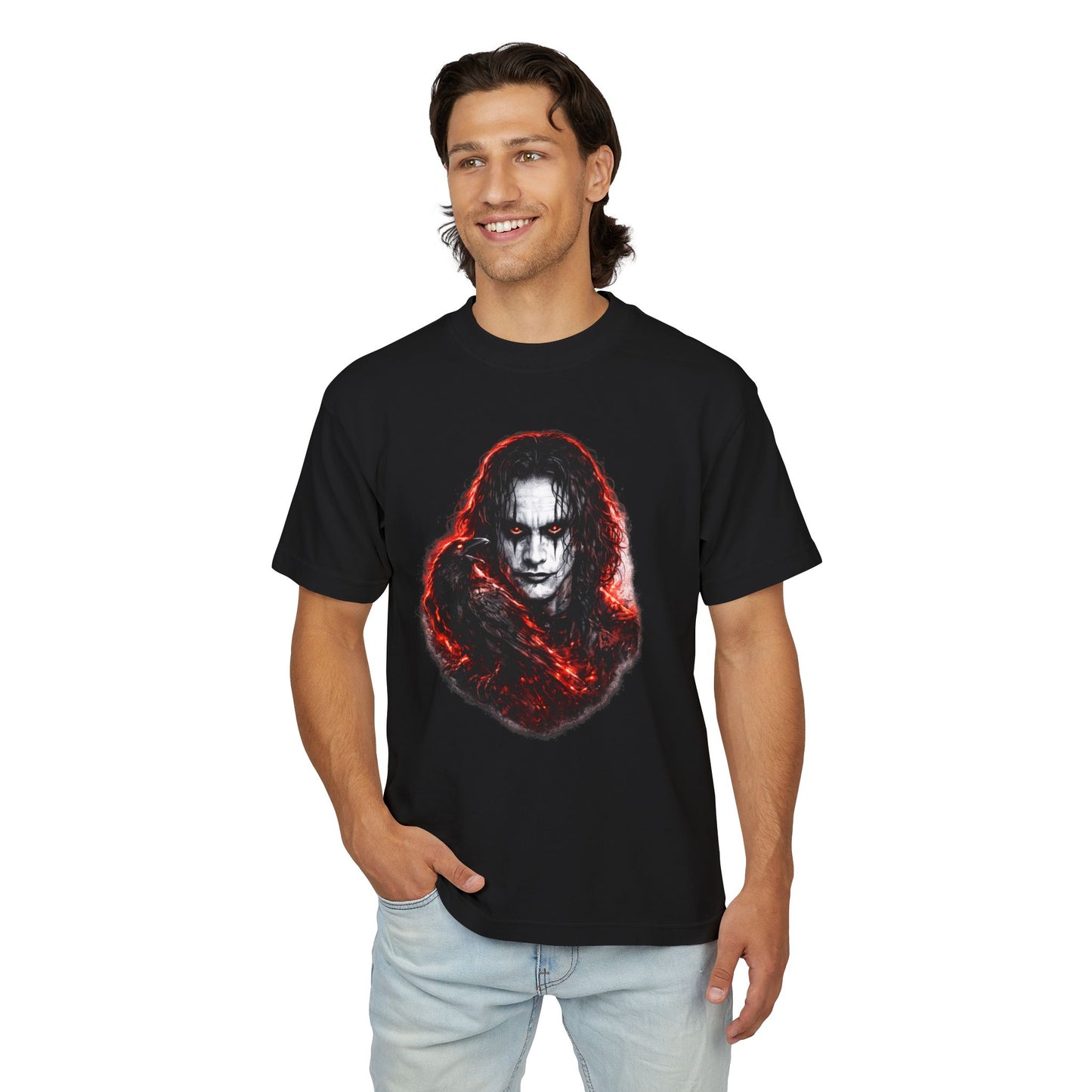 Horror Portrait Tee — Dark Red Smoke Graphic T-Shirt