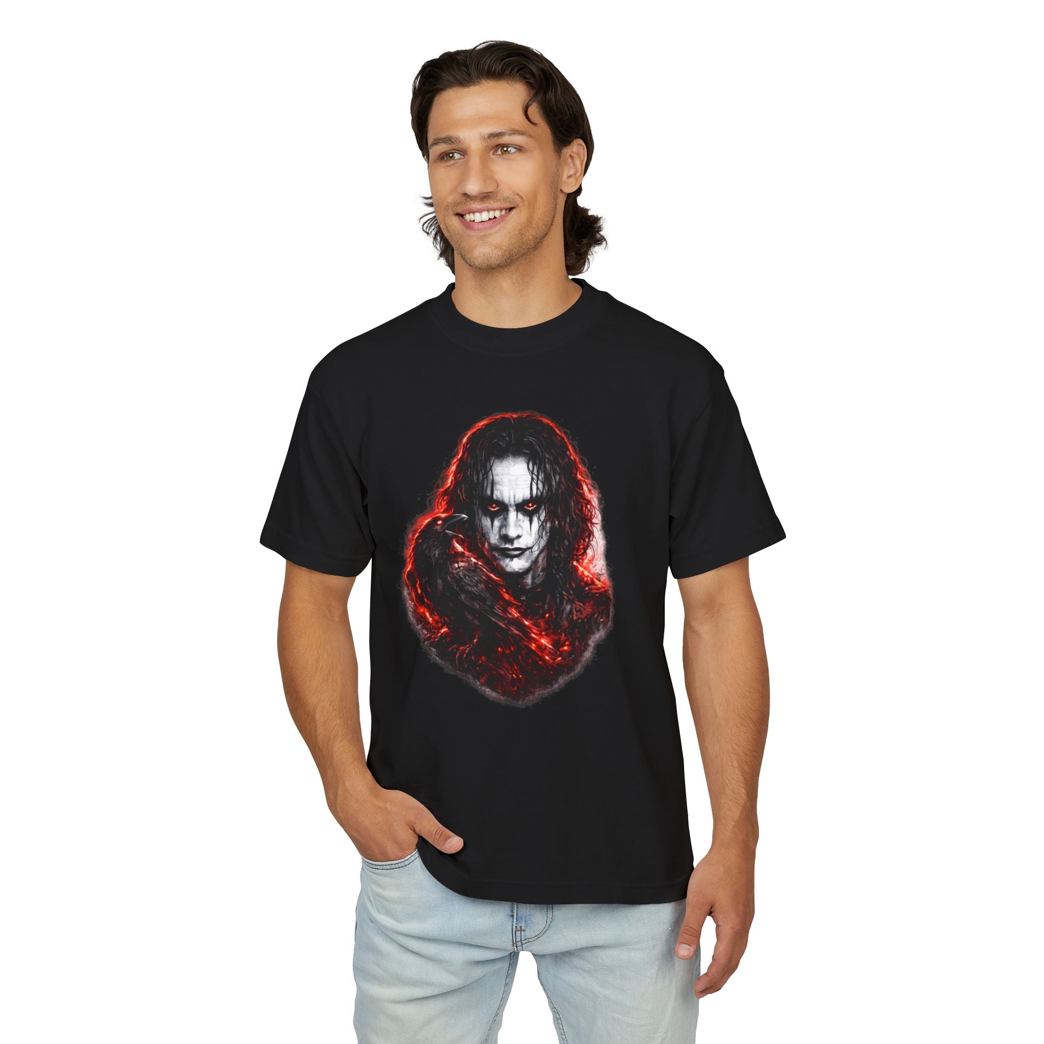 Horror Portrait Tee — Dark Red Smoke Graphic T-Shirt