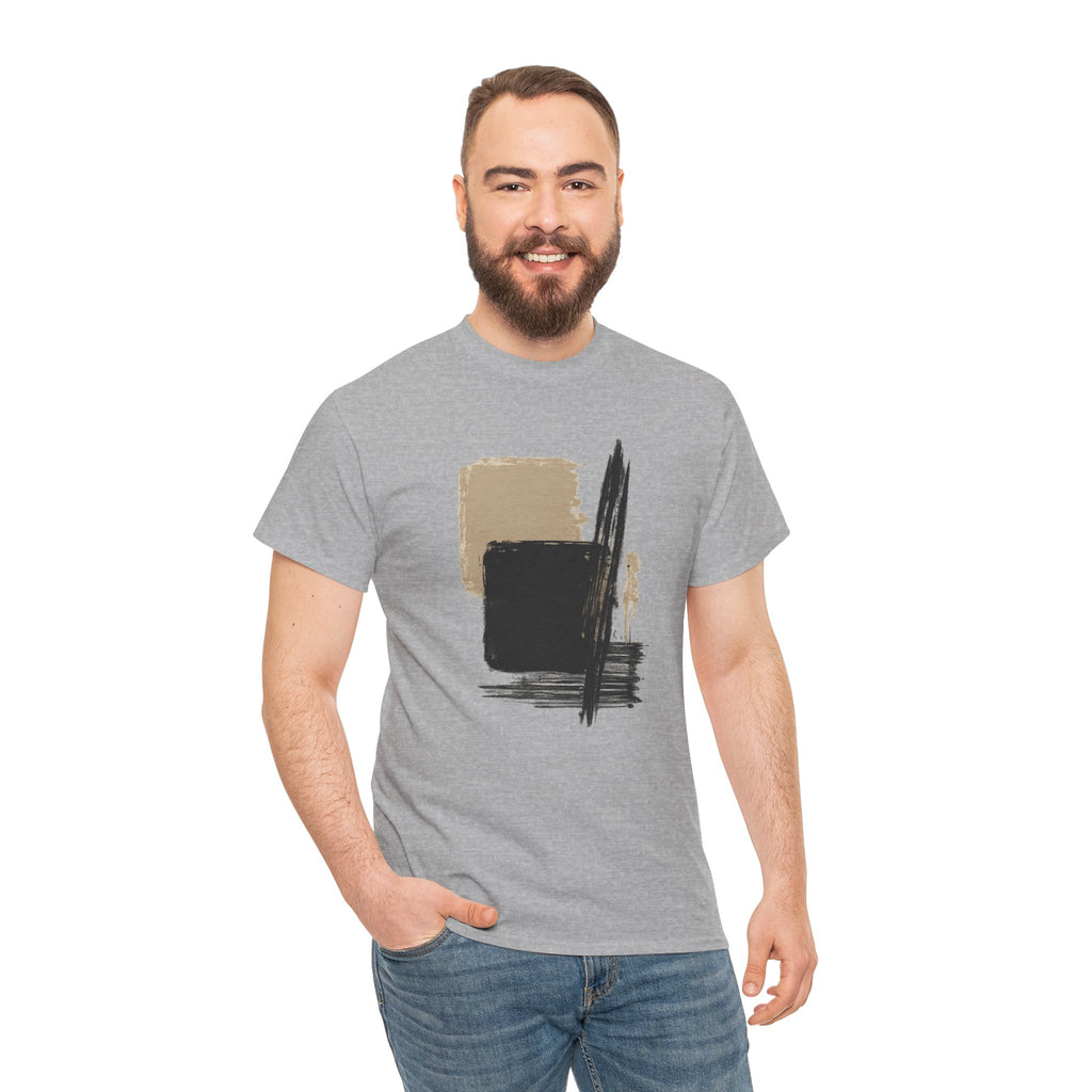 Abstract Brushstroke Tee — Minimal Neutral Art Graphic T-Shirt