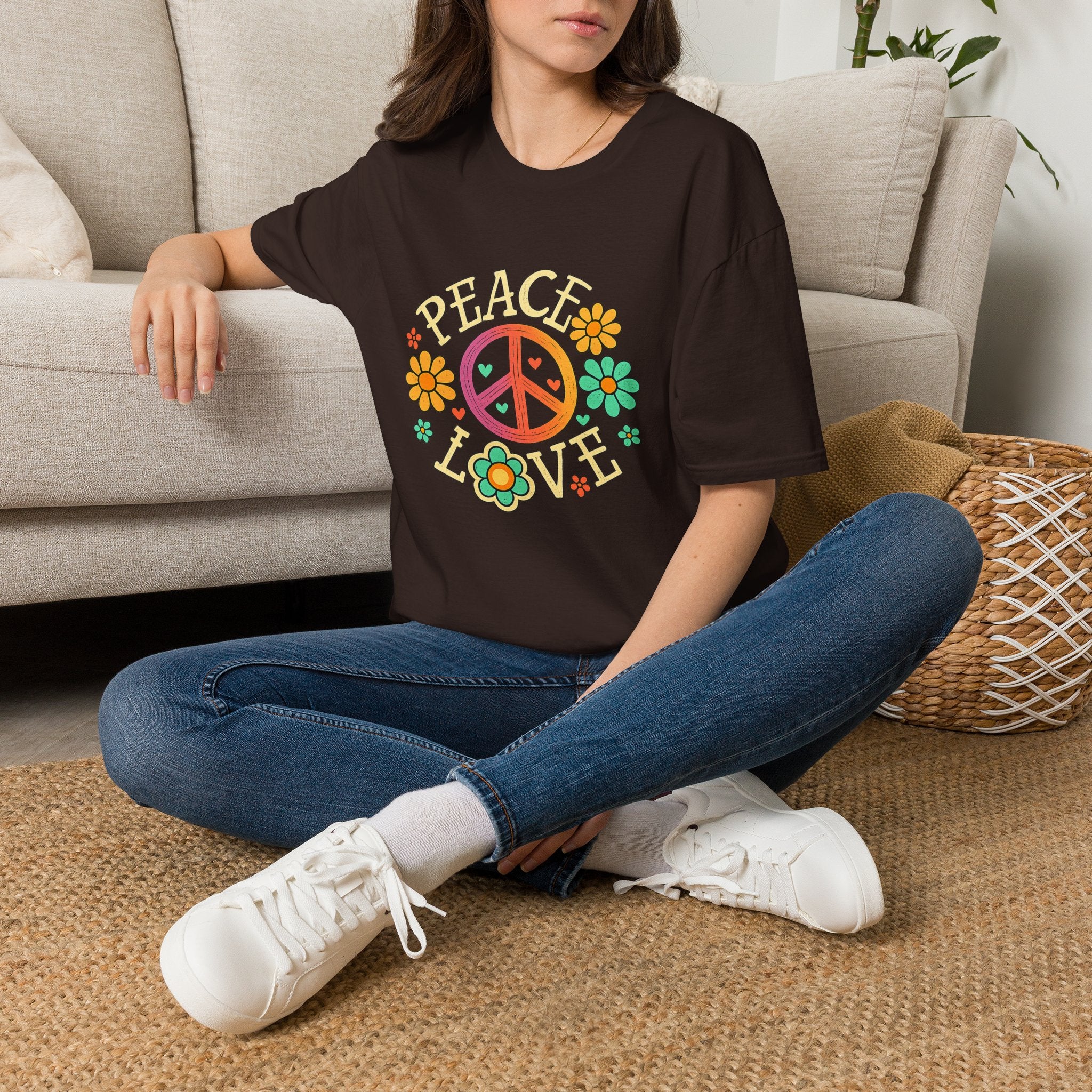 Peace & Love T-Shirt — Retro Flower Peace Sign Tee