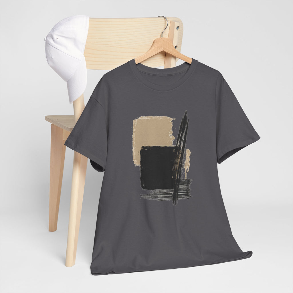 Abstract Brushstroke Tee — Minimal Neutral Art Graphic T-Shirt