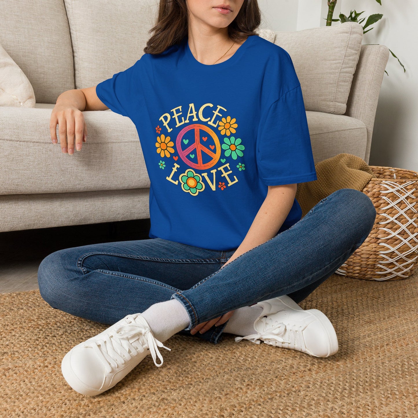 Peace & Love T-Shirt — Retro Flower Peace Sign Tee