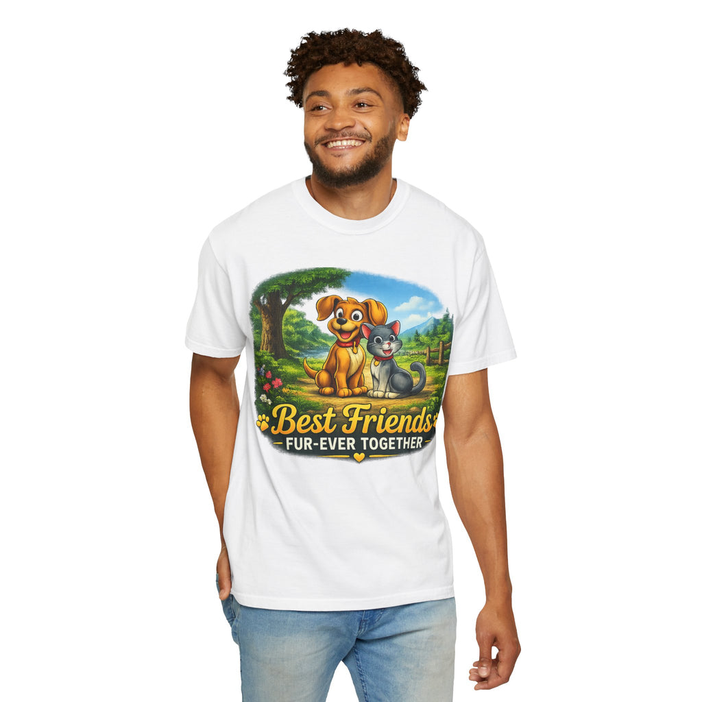 Best Friends T-Shirt — "Fur-Ever Together" Cute Dog & Cat Graphic Tee