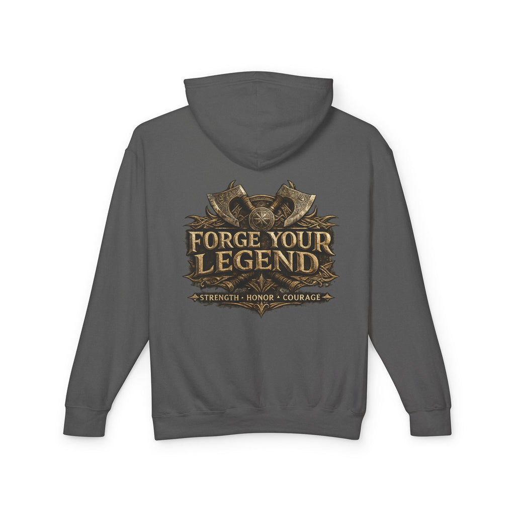 Viking Warrior Hoodie — "Forge Your Legend" Shield & Helmet Sweatshirt