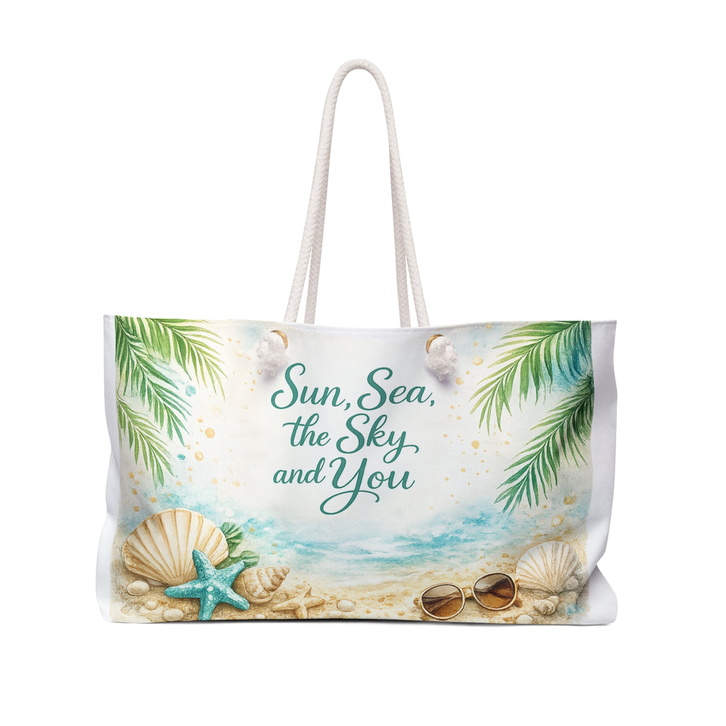 Beach Weekender Bag — "Sun, Sea, the Sky, and You" Travel Tote