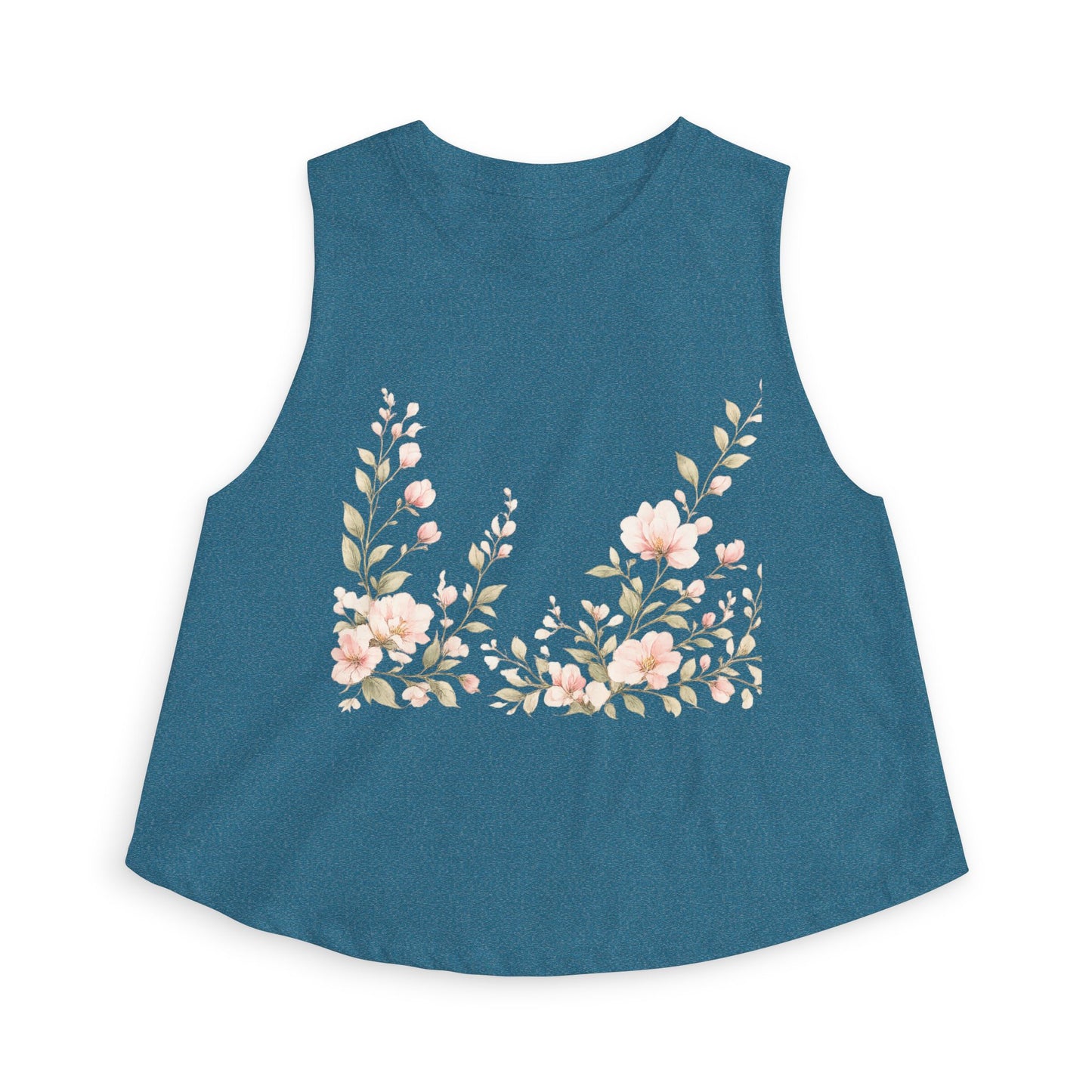 Floral Vines Women's Crop Top — Soft Peach Blossom Tank