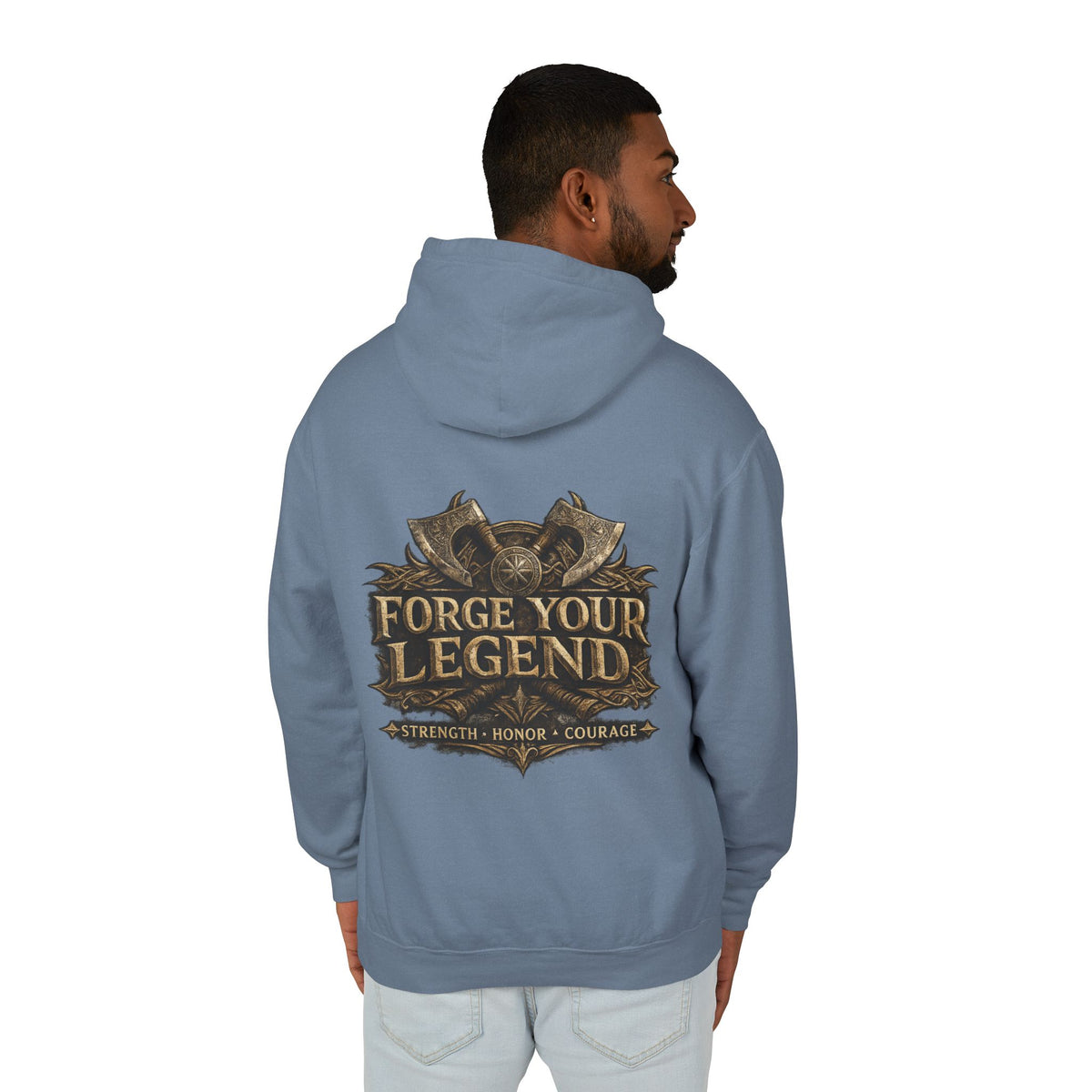 Viking Warrior Hoodie — "Forge Your Legend" Shield & Helmet Sweatshirt