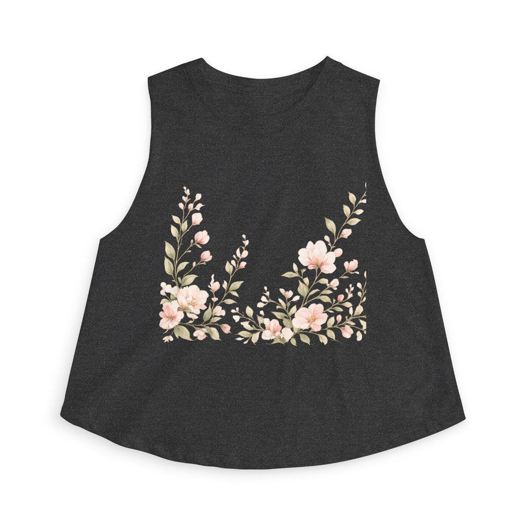Floral Crop Top — Soft Pink Watercolor Blossoms