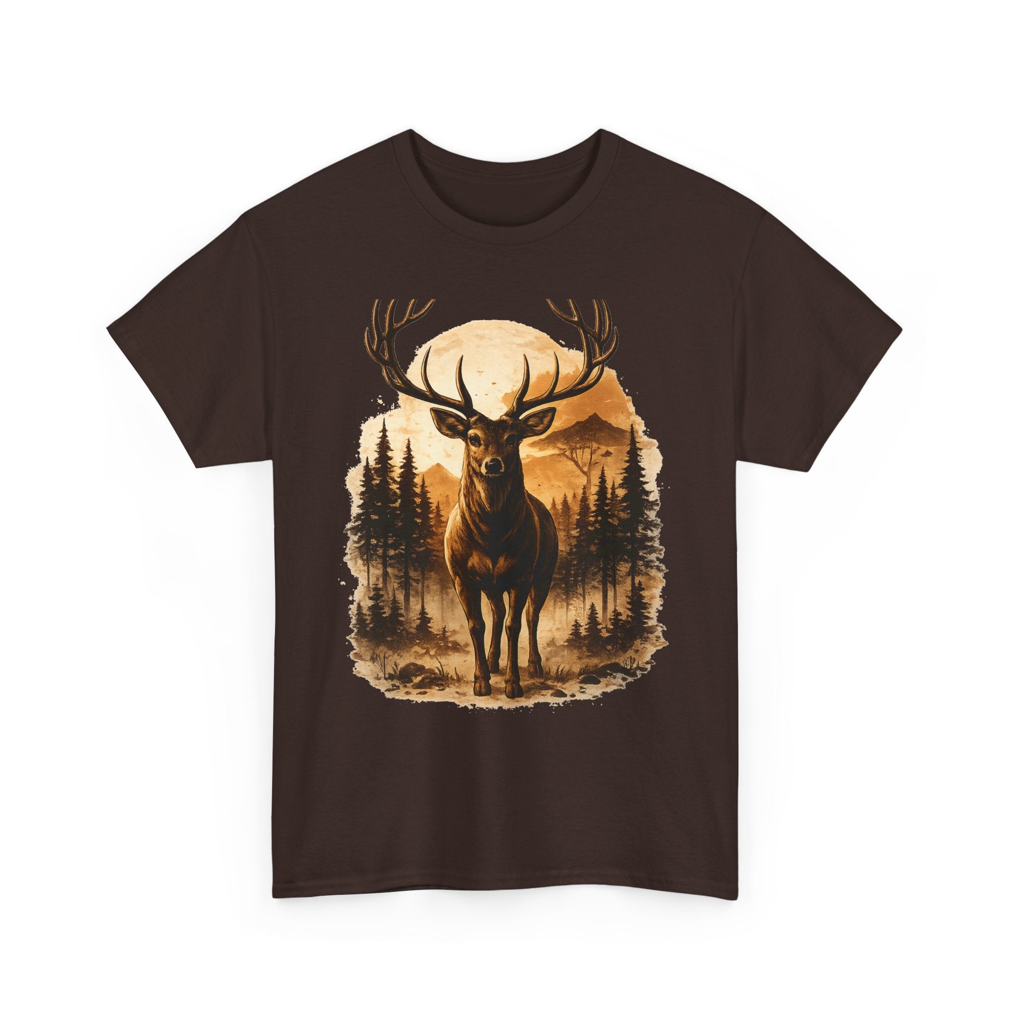 Deer Sunset Graphic Tee — Wilderness Stag Nature T-Shirt