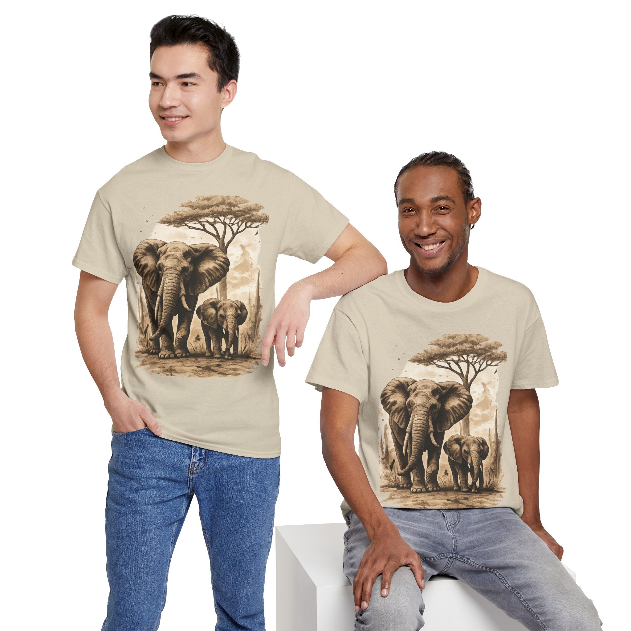 Elephant Family Tee — Vintage Safari Wildlife T-Shirt