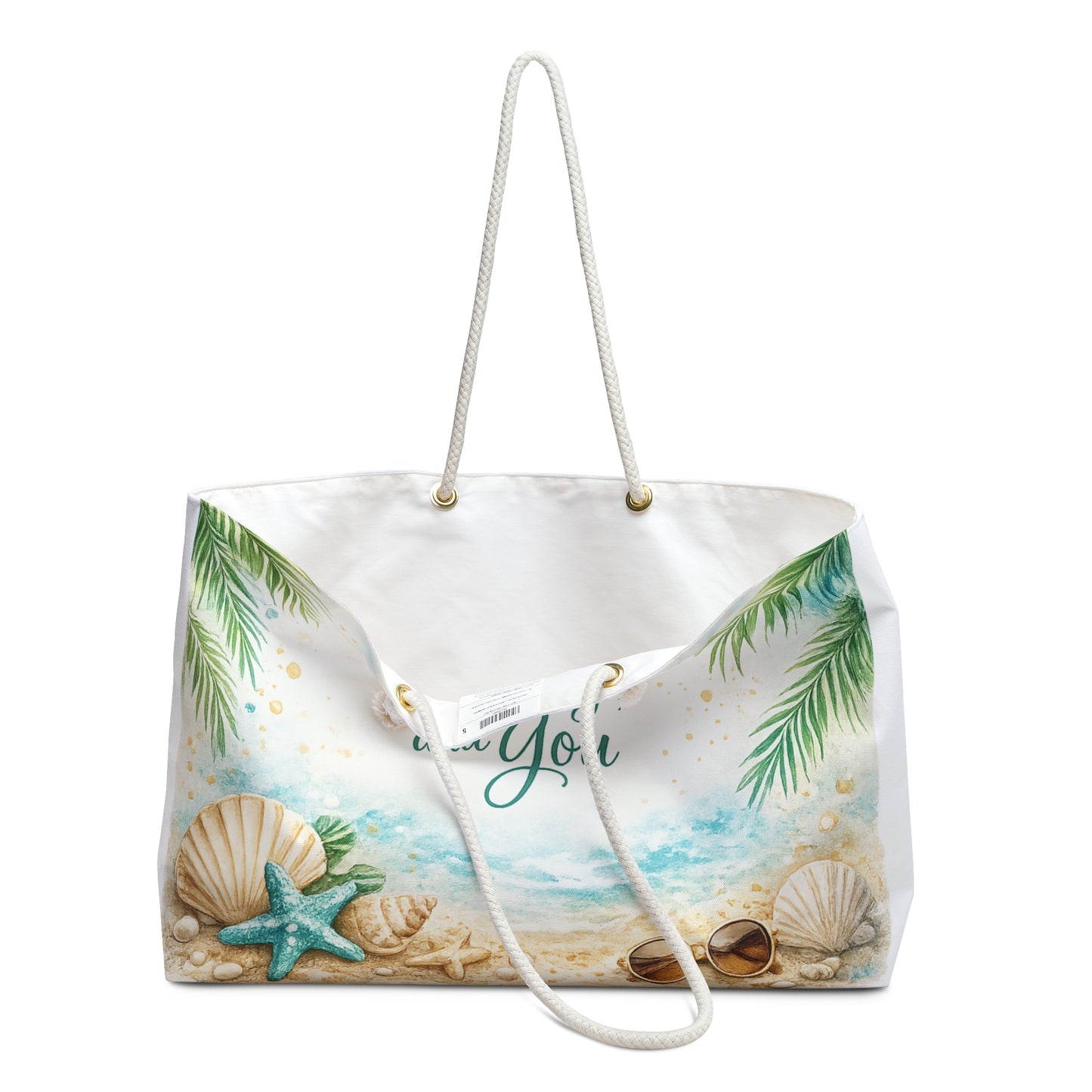 Beach Weekender Bag - "Sun, Sea, the Sky, and You" Canvas Travel Tote