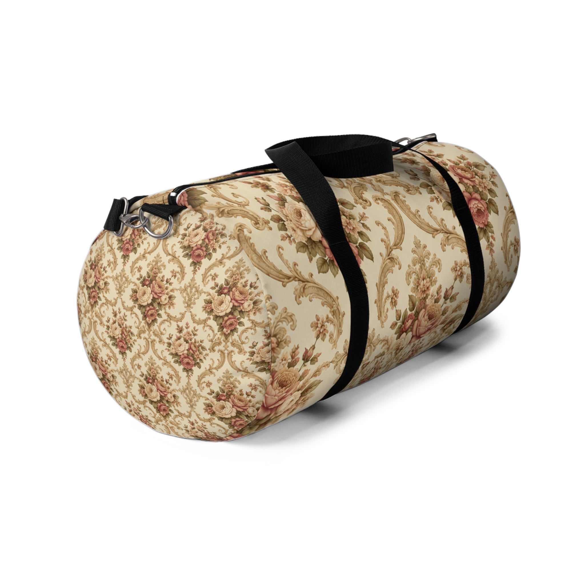 Vintage Floral Duffel Bag — Cream Rose Travel Gym Bag