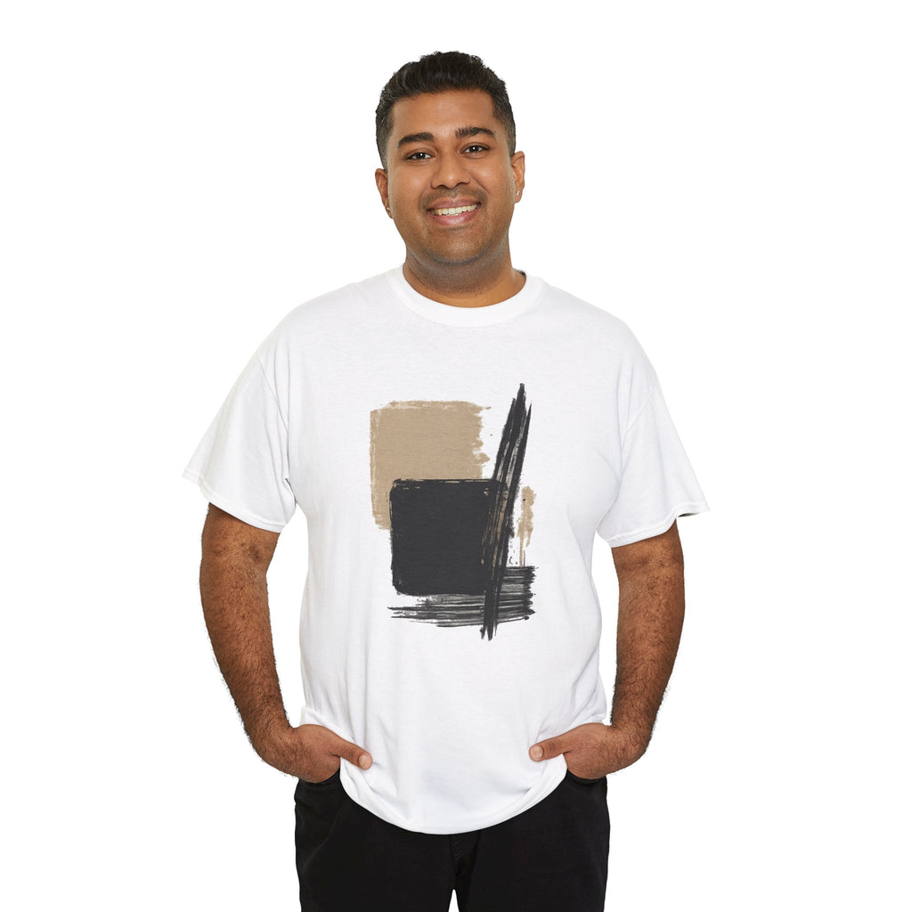 Abstract Brushstroke Tee — Minimal Neutral Art Graphic T-Shirt