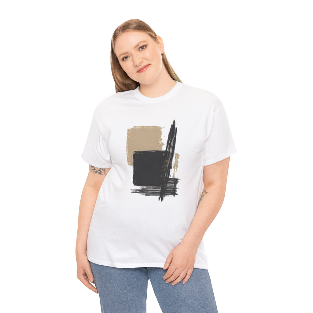 Abstract Brushstroke Tee — Minimal Neutral Art Graphic T-Shirt