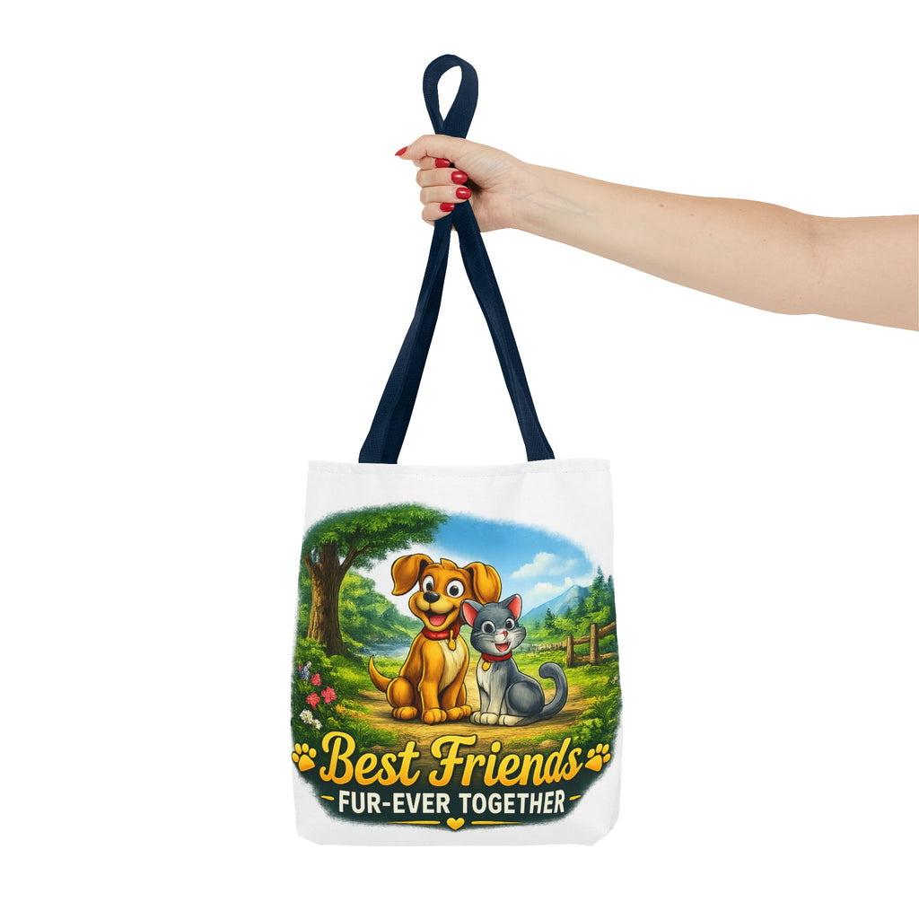 Tote Bag — "Best Friends Fur-Ever Together" Cute Dog & Cat Pet Lover Tote