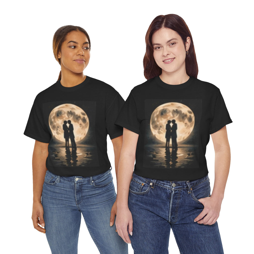 Moonlight Kiss T‑Shirt — Romantic Couple Silhouette Tee