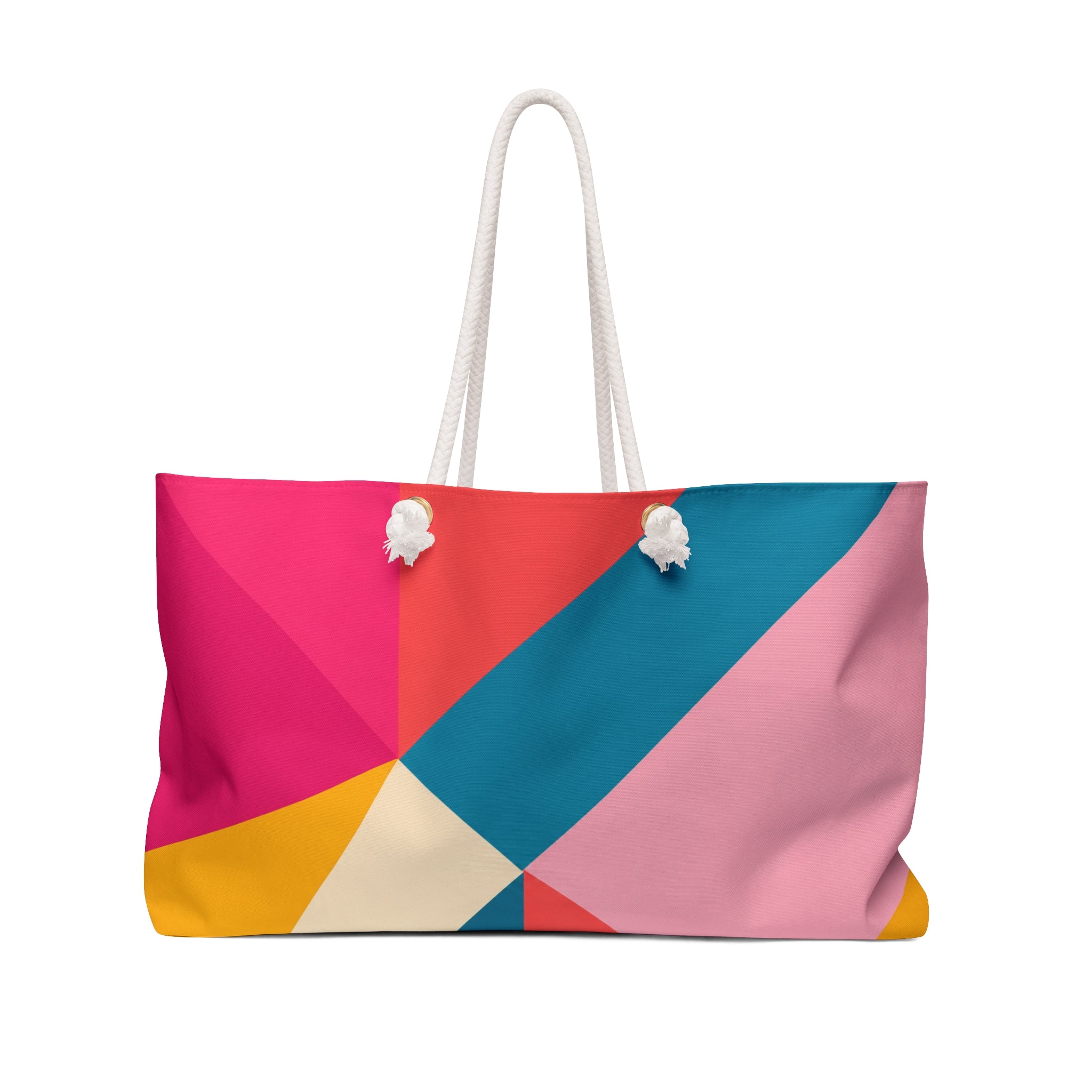 Geometric Colorblock Weekender Bag — Bright Travel Tote for Weekend Getaways