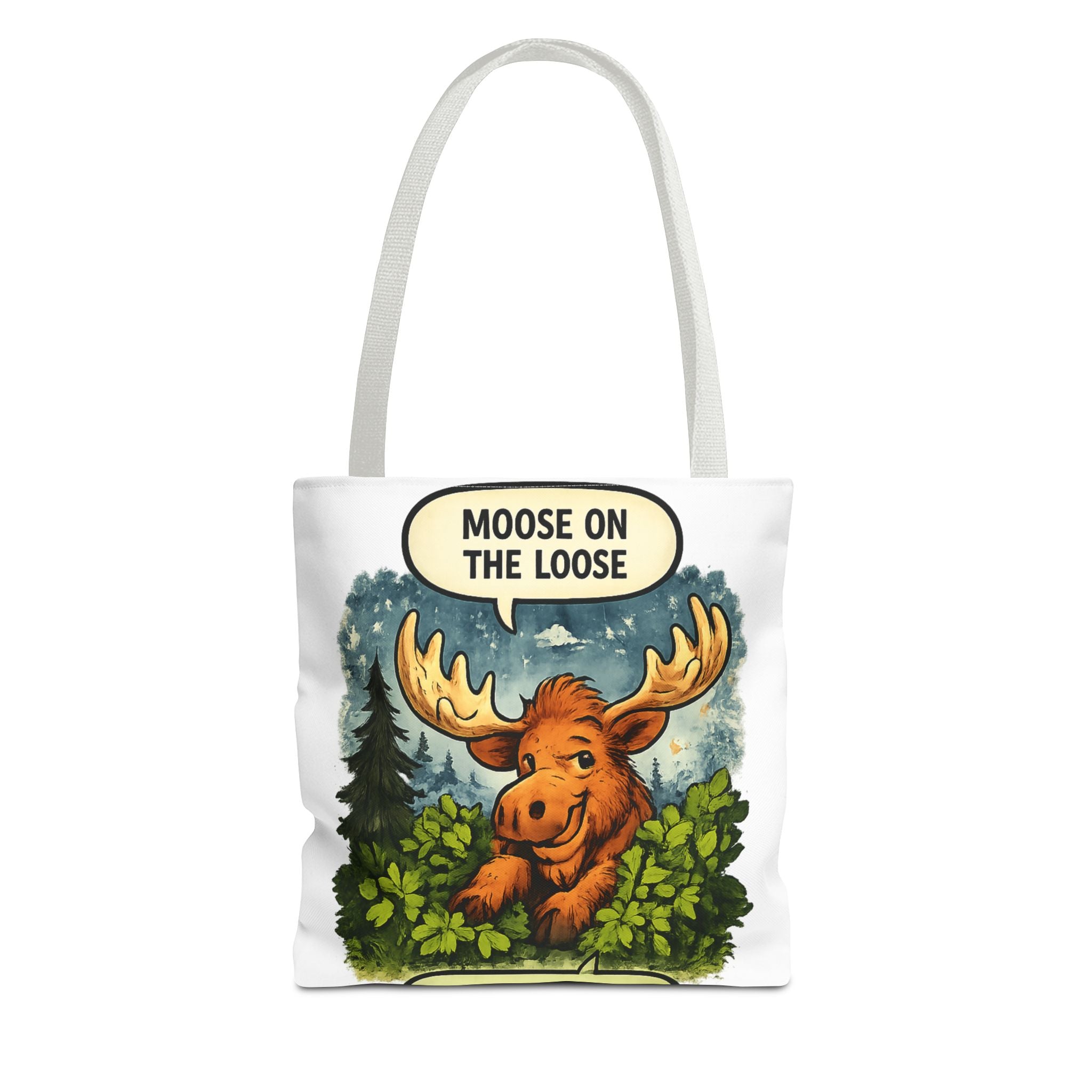 Moose on the Loose Tote Bag — Cute Retro Moose Illustration Canvas Tote