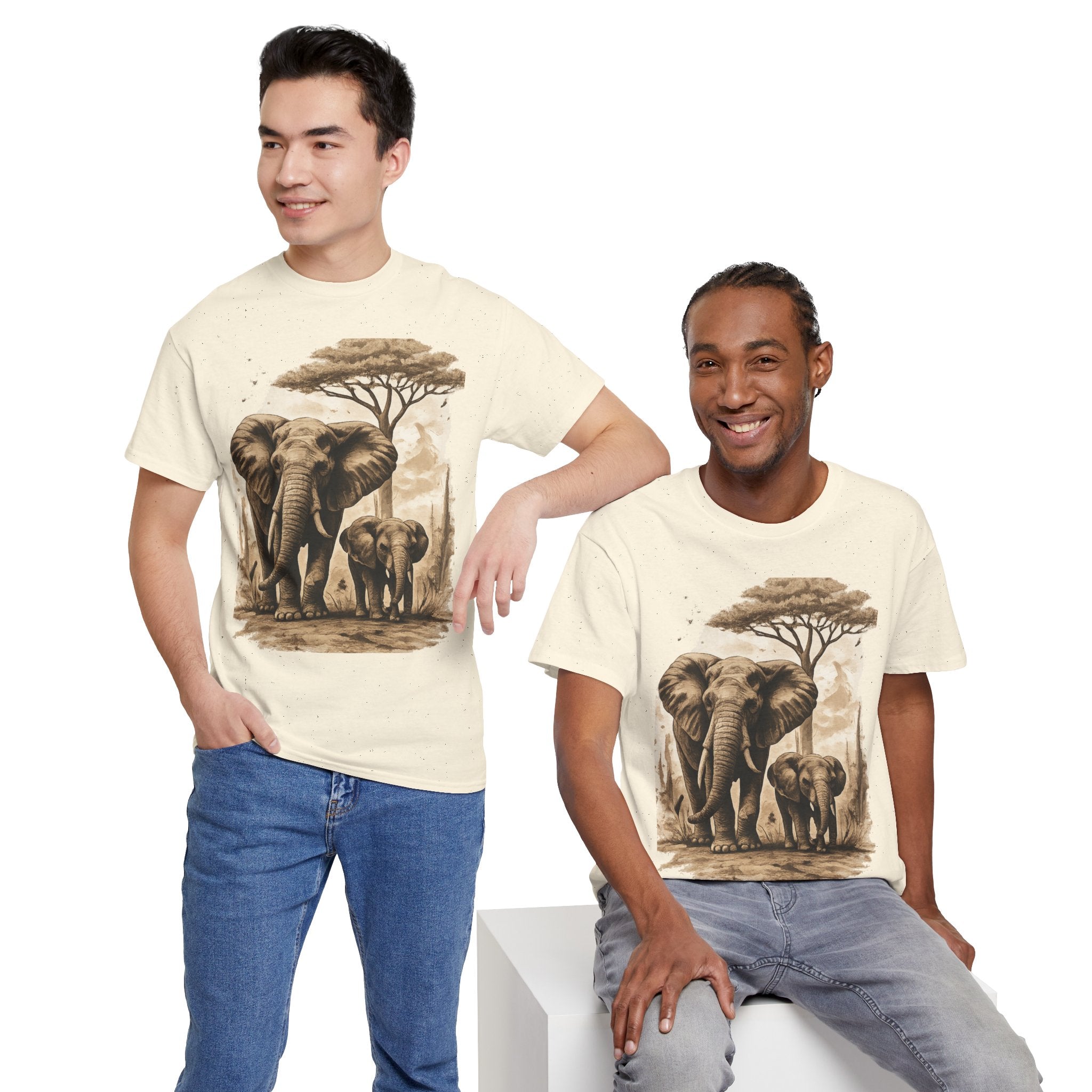 Elephant Family Tee — Vintage Safari Wildlife T-Shirt