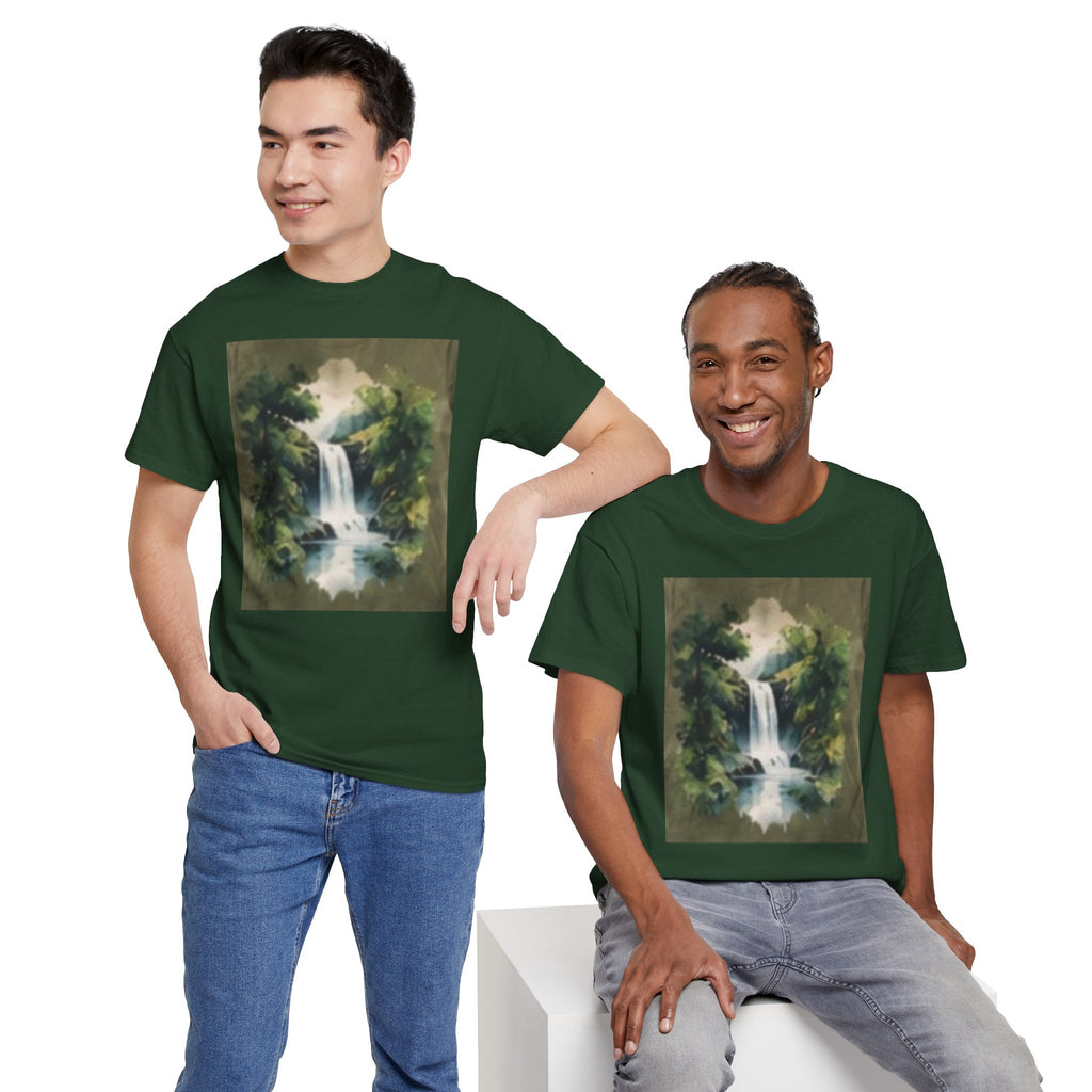 Waterfall Landscape T-Shirt — Vintage Forest Nature Tee