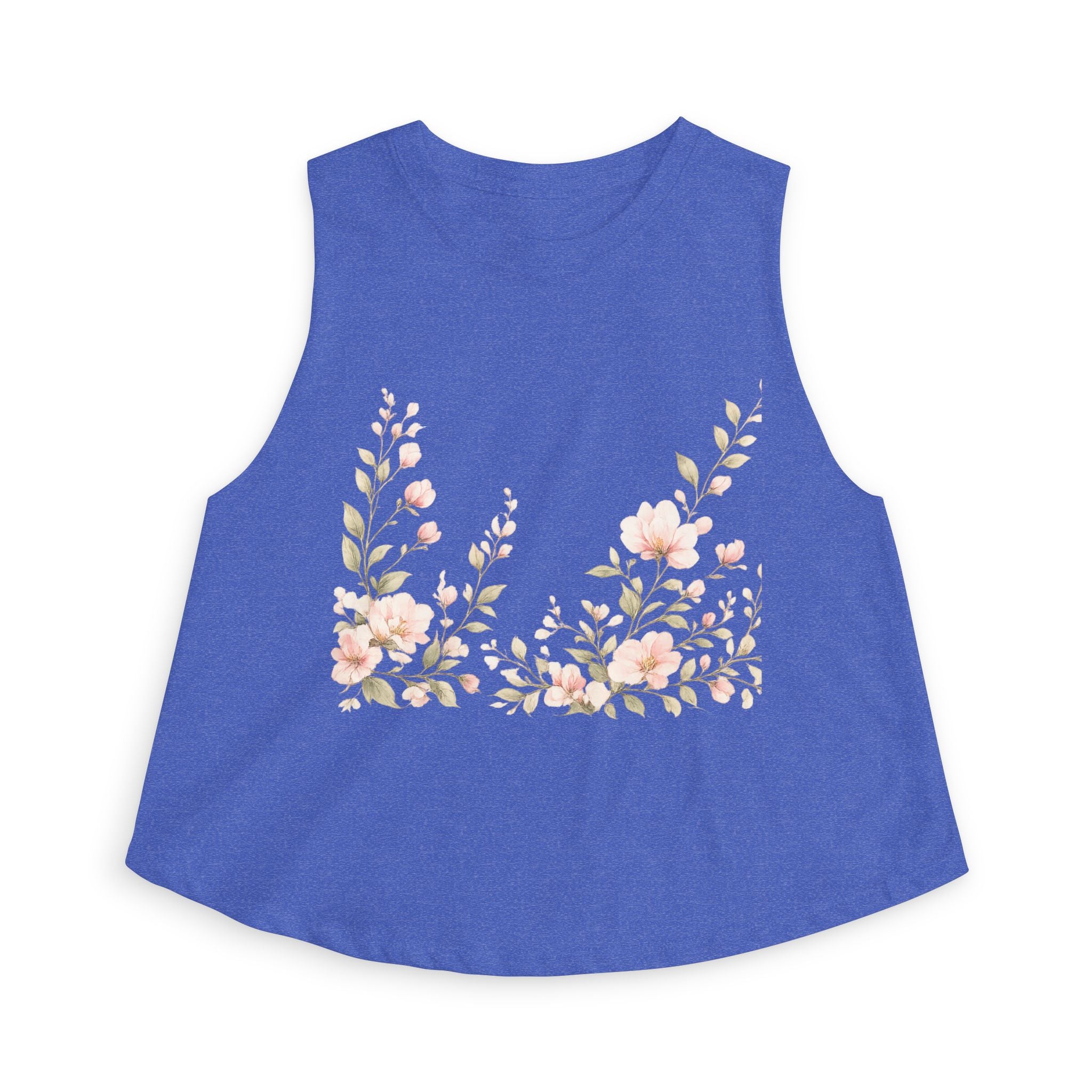 Floral Crop Top — Soft Pink Watercolor Blossoms