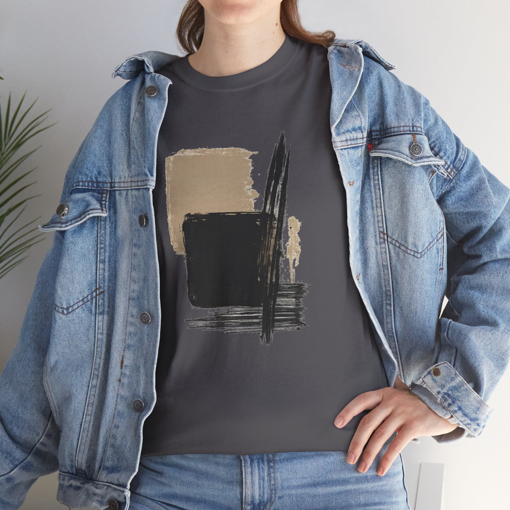 Abstract Brushstroke Tee — Minimal Neutral Art Graphic T-Shirt