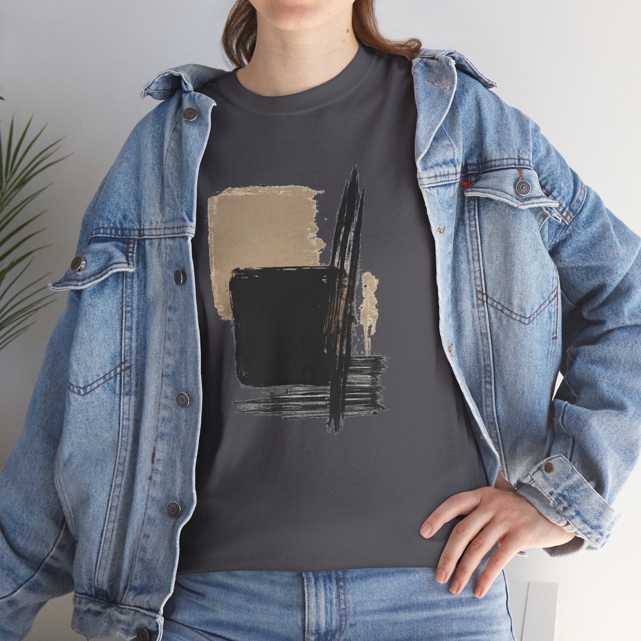 Abstract Brushstroke Tee — Minimal Neutral Art Graphic T-Shirt