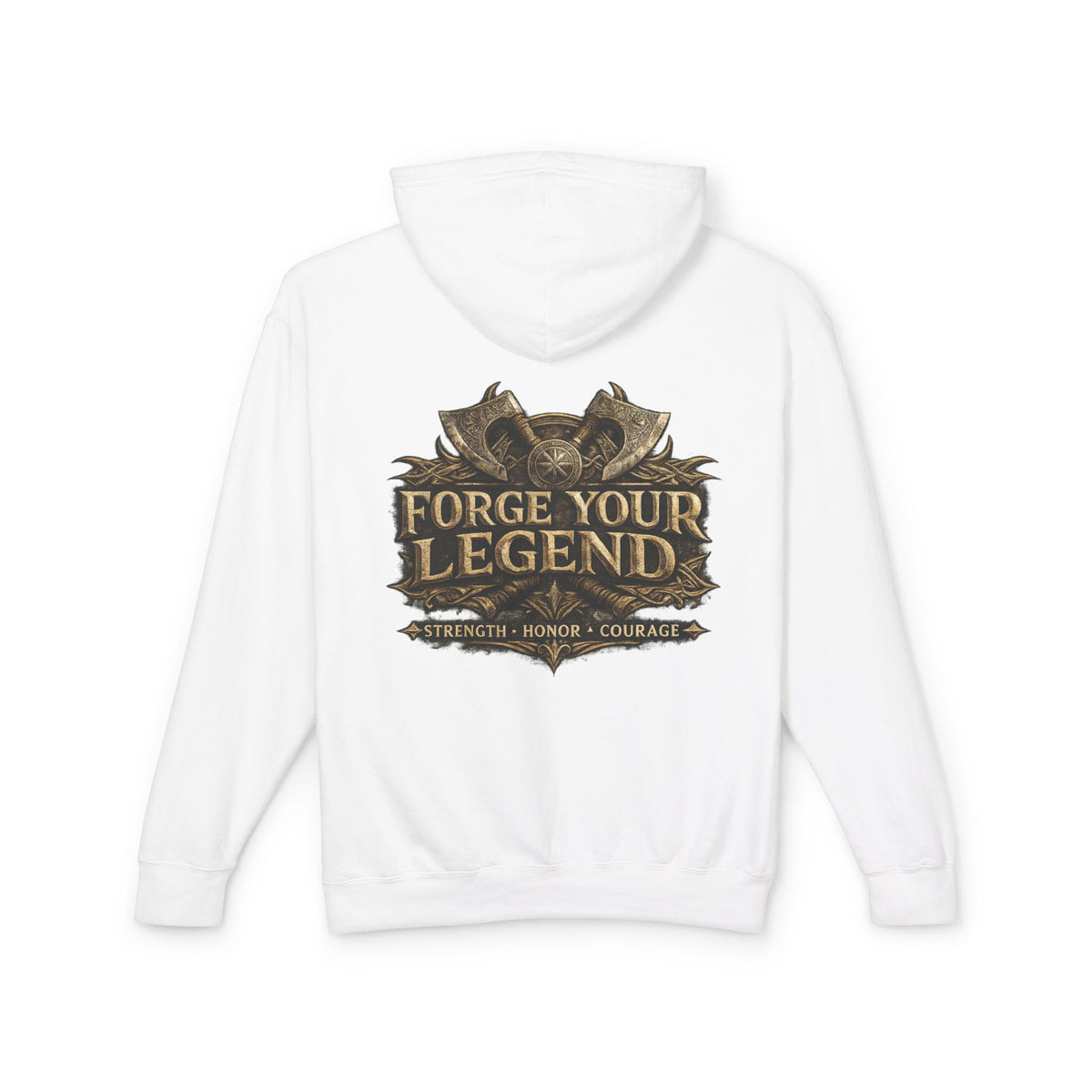Viking Warrior Hoodie — "Forge Your Legend" Shield & Helmet Sweatshirt