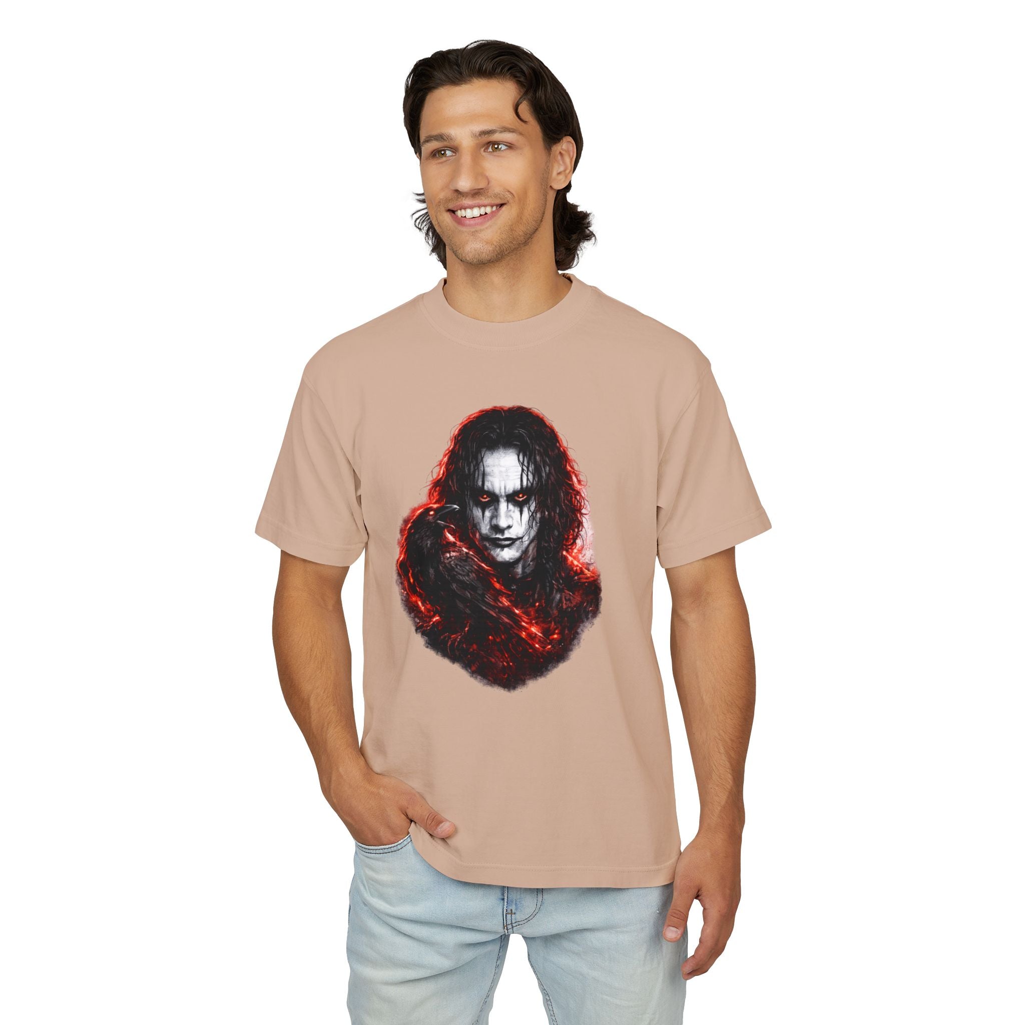 Horror Portrait Tee — Dark Red Smoke Graphic T-Shirt