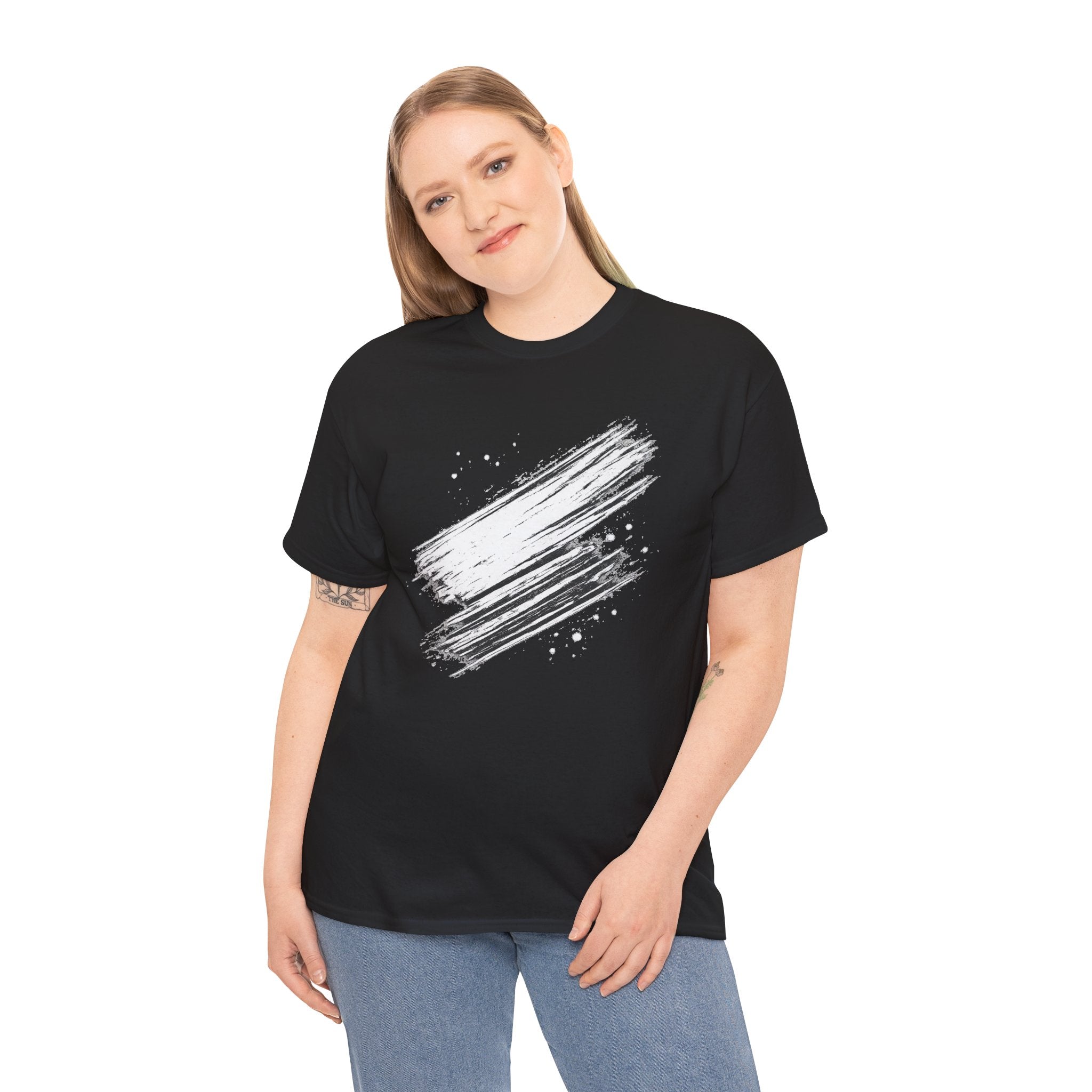 Abstract Brushstroke T-Shirt — Minimal Black Paint Stroke Tee