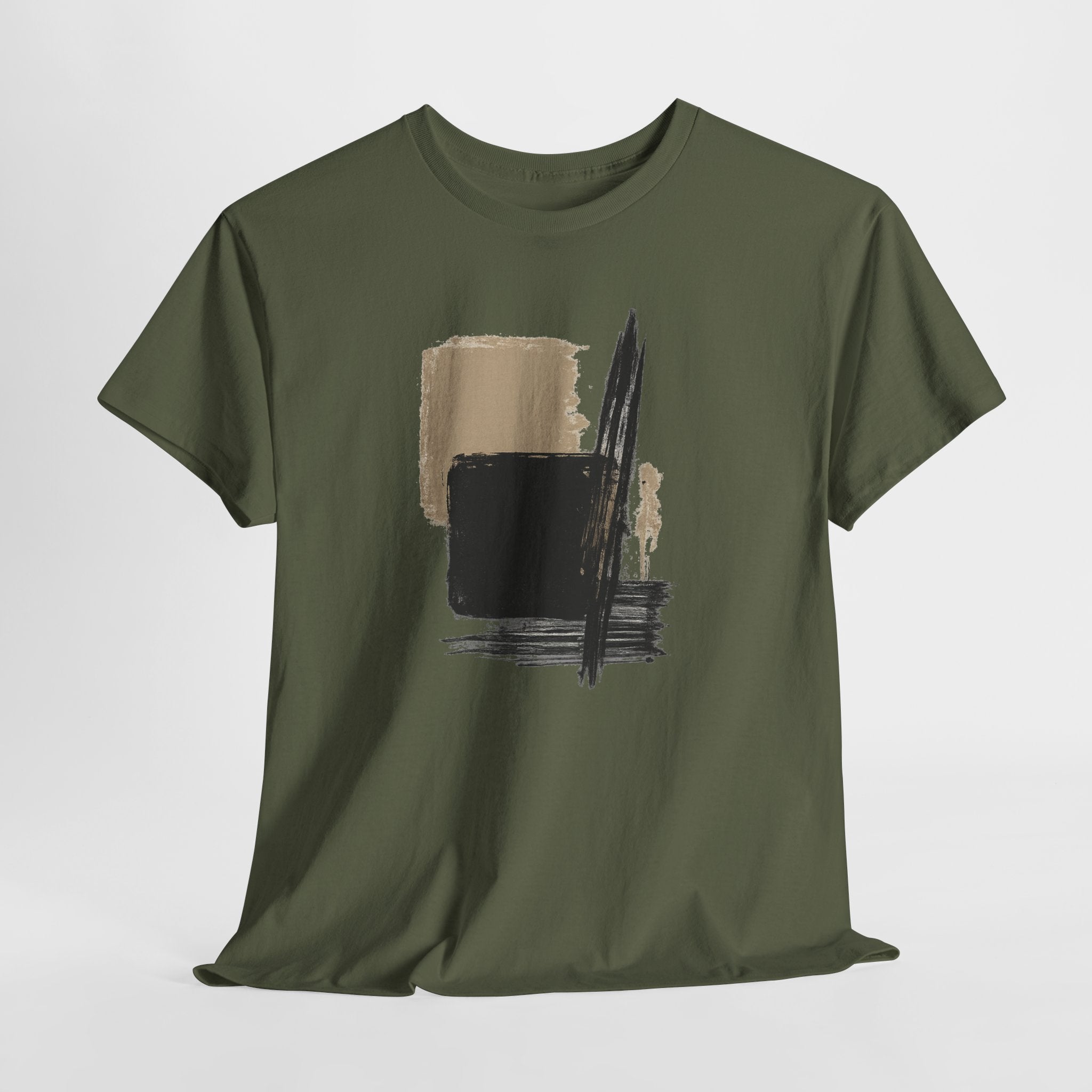 Abstract Brushstroke Tee — Minimal Neutral Art Graphic T-Shirt