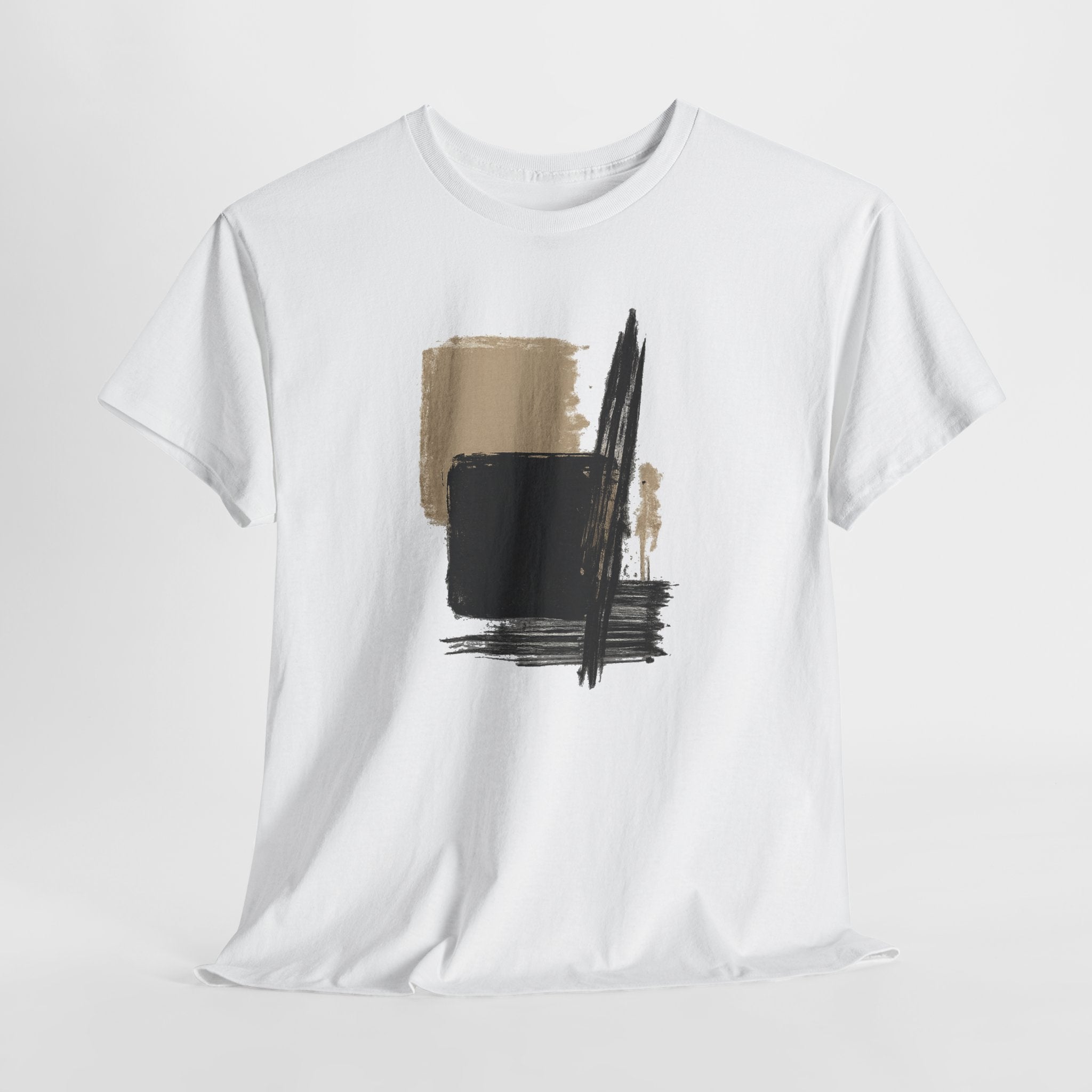 Abstract Brushstroke Tee — Minimal Neutral Art Graphic T-Shirt