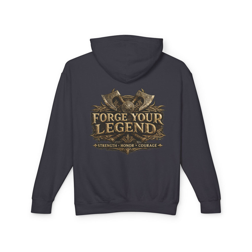 Viking Warrior Hoodie — "Forge Your Legend" Shield & Helmet Sweatshirt
