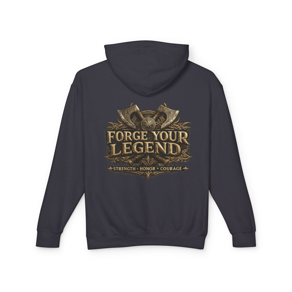 Viking Warrior Hoodie — "Forge Your Legend" Shield & Helmet Sweatshirt