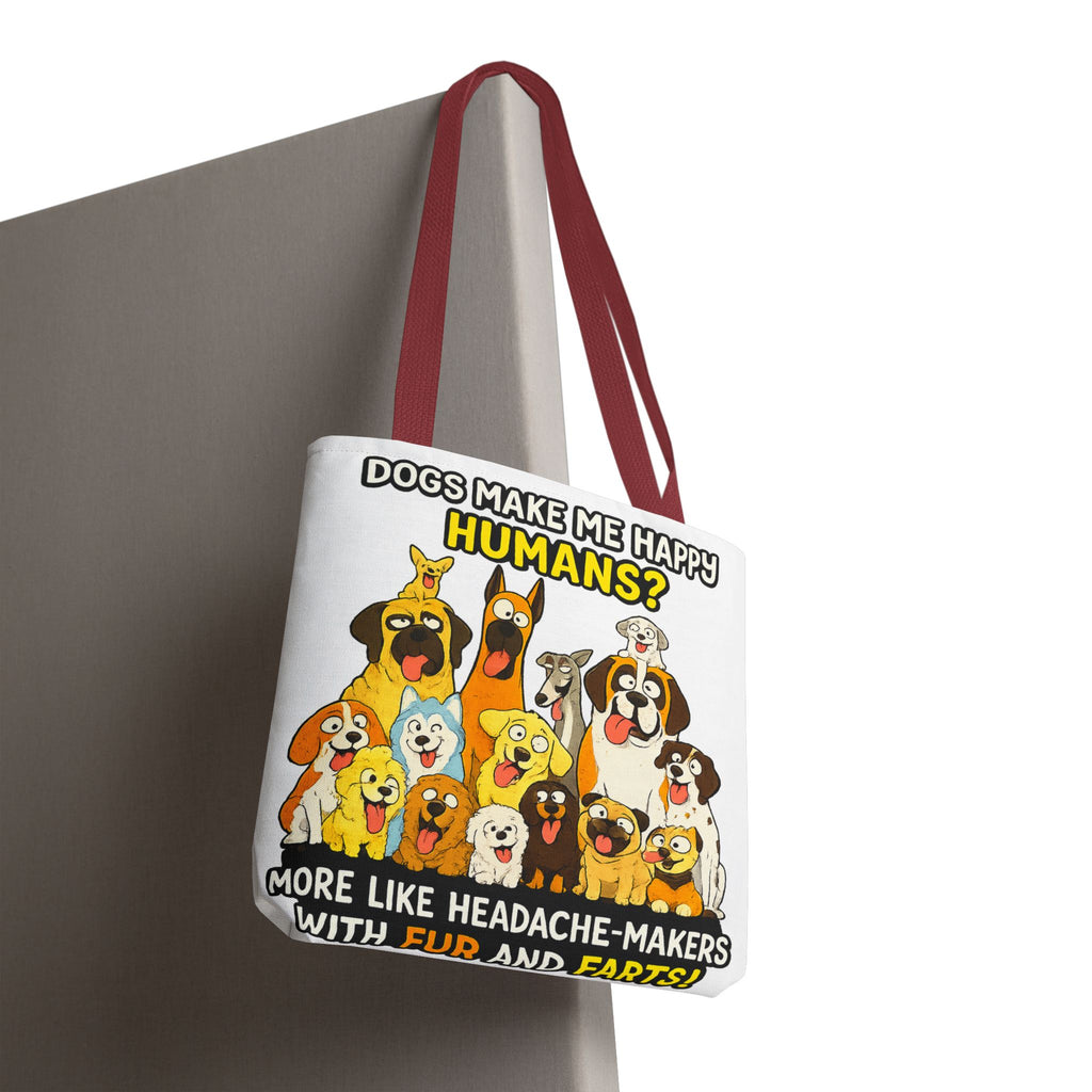 Dog Lover Tote Bag — "Dogs Make Me Happy, Humans? More Like Headache-Makers" Cute Cartoon Dogs