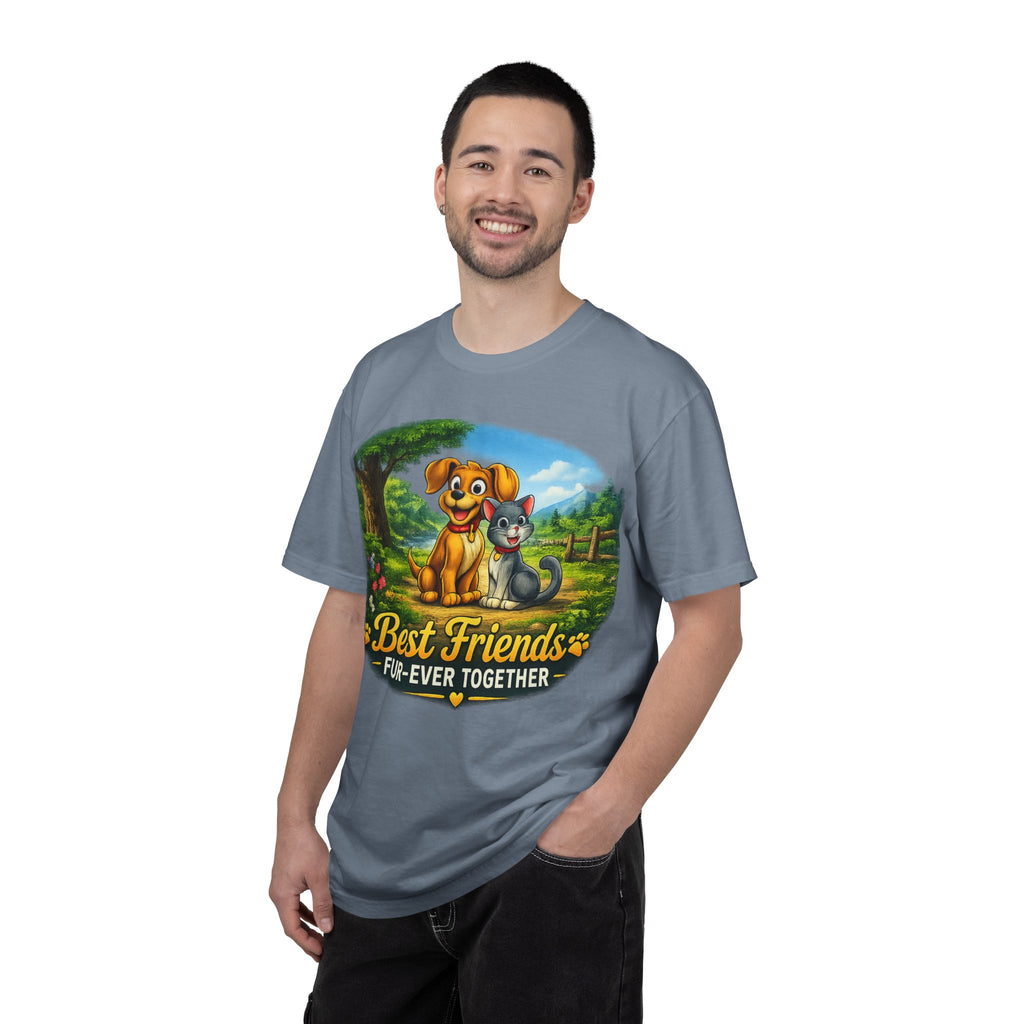 Best Friends T-Shirt — "Fur-Ever Together" Cute Dog & Cat Graphic Tee