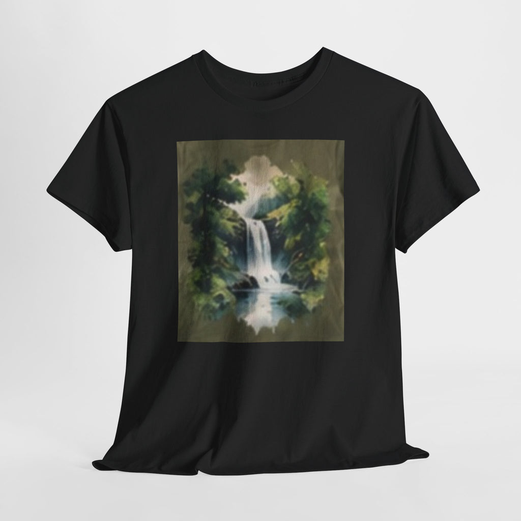Waterfall Landscape T-Shirt — Vintage Forest Nature Tee