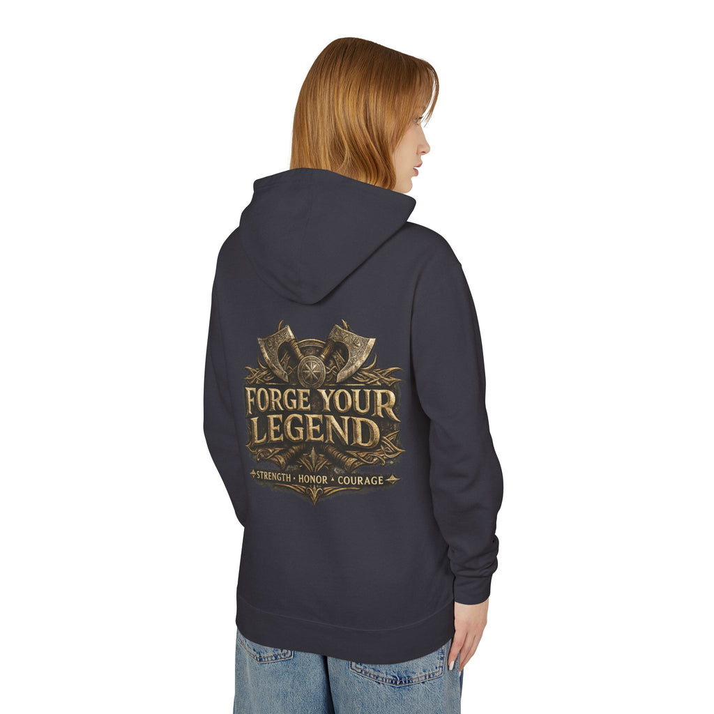 Viking Warrior Hoodie — "Forge Your Legend" Shield & Helmet Sweatshirt