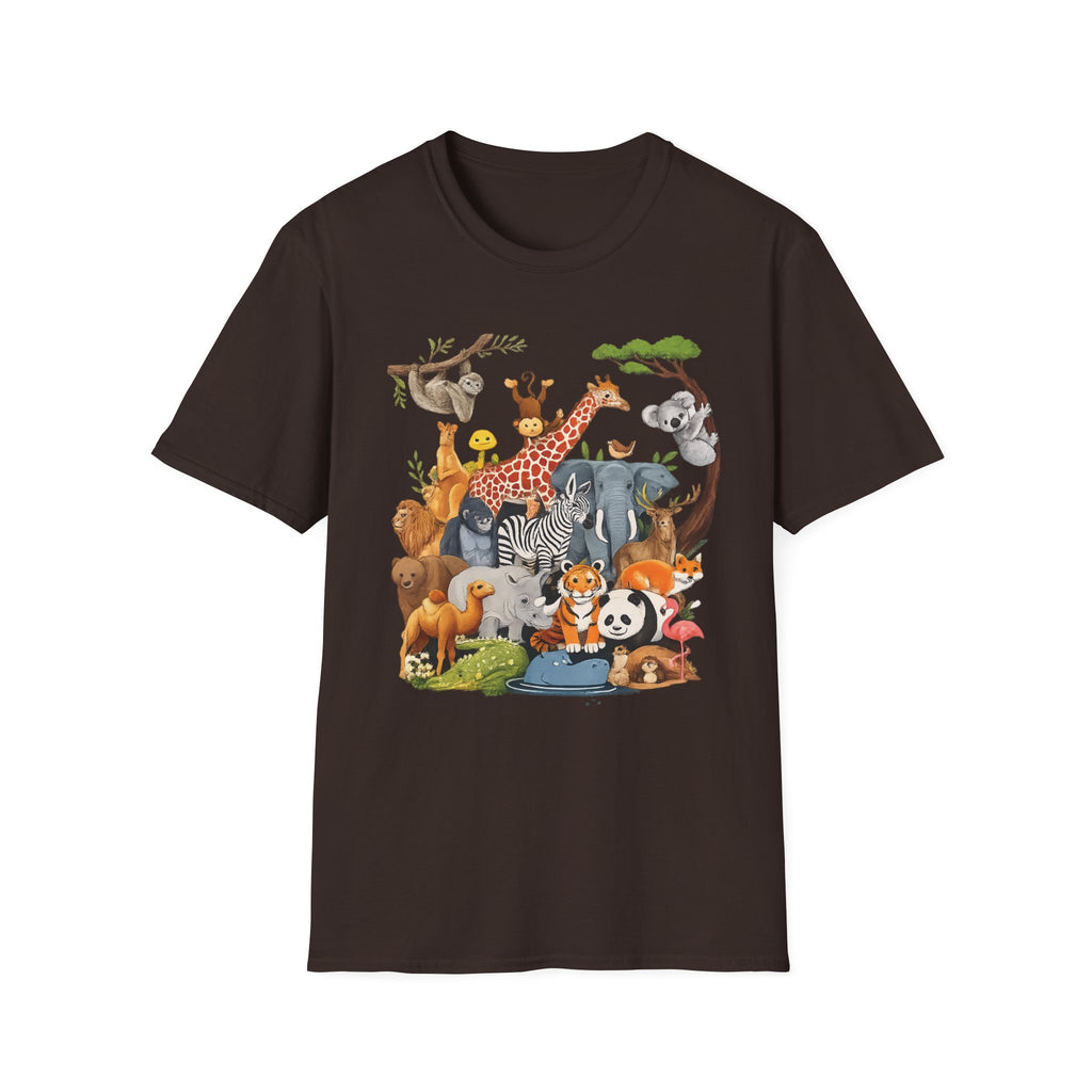 Safari Jungle Animals T-Shirt — Cute Giraffe, Zebra & Elephant Graphic Tee