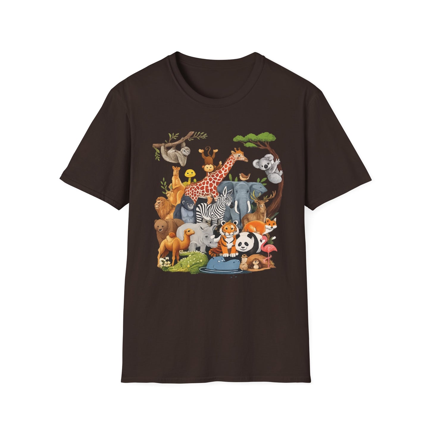 Safari Jungle Animals T-Shirt — Cute Giraffe, Zebra & Elephant Graphic Tee