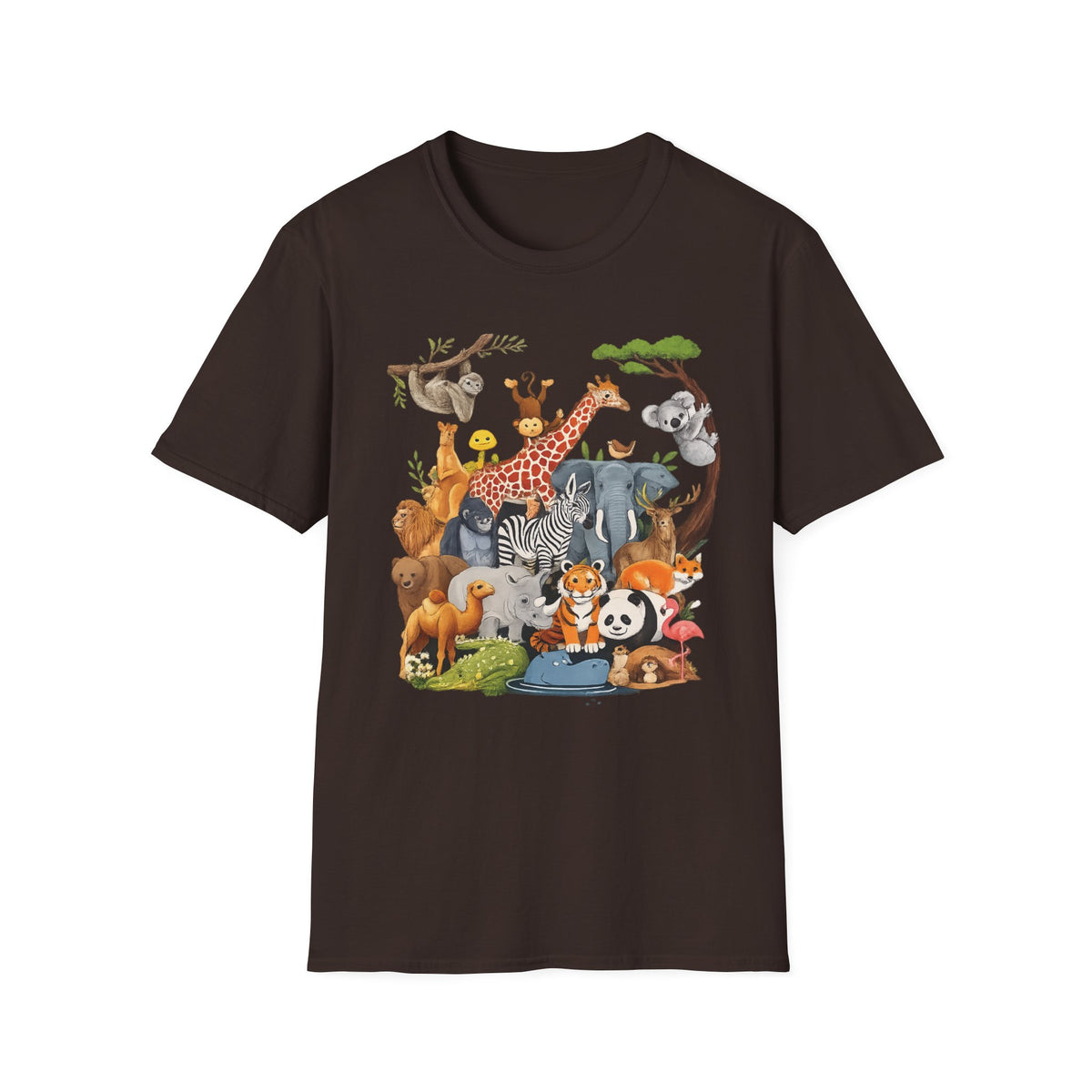 Safari Jungle Animals T-Shirt — Cute Giraffe, Zebra & Elephant Graphic Tee
