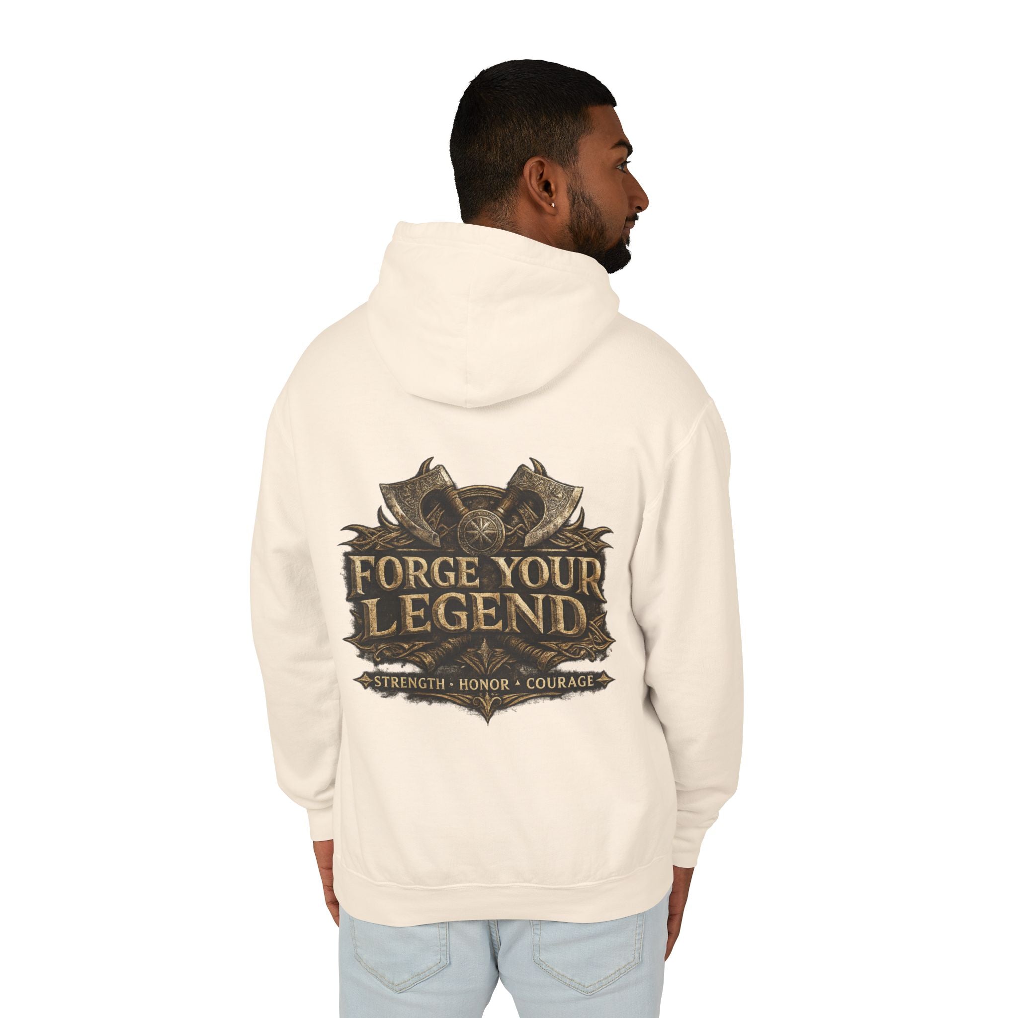 Viking Warrior Hoodie — "Forge Your Legend" Shield & Helmet Sweatshirt