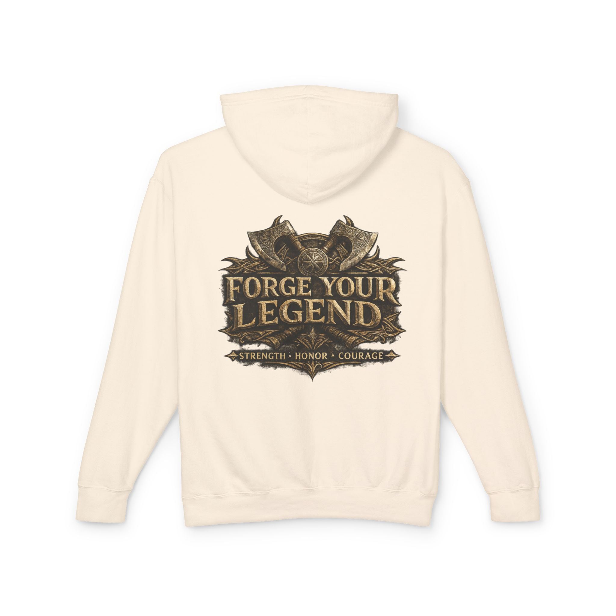 Viking Warrior Hoodie — "Forge Your Legend" Shield & Helmet Sweatshirt