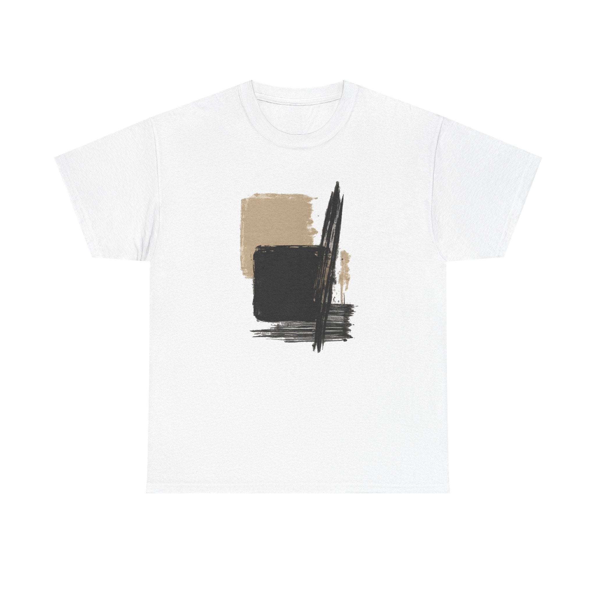 Abstract Brushstroke Tee — Minimal Neutral Art Graphic T-Shirt