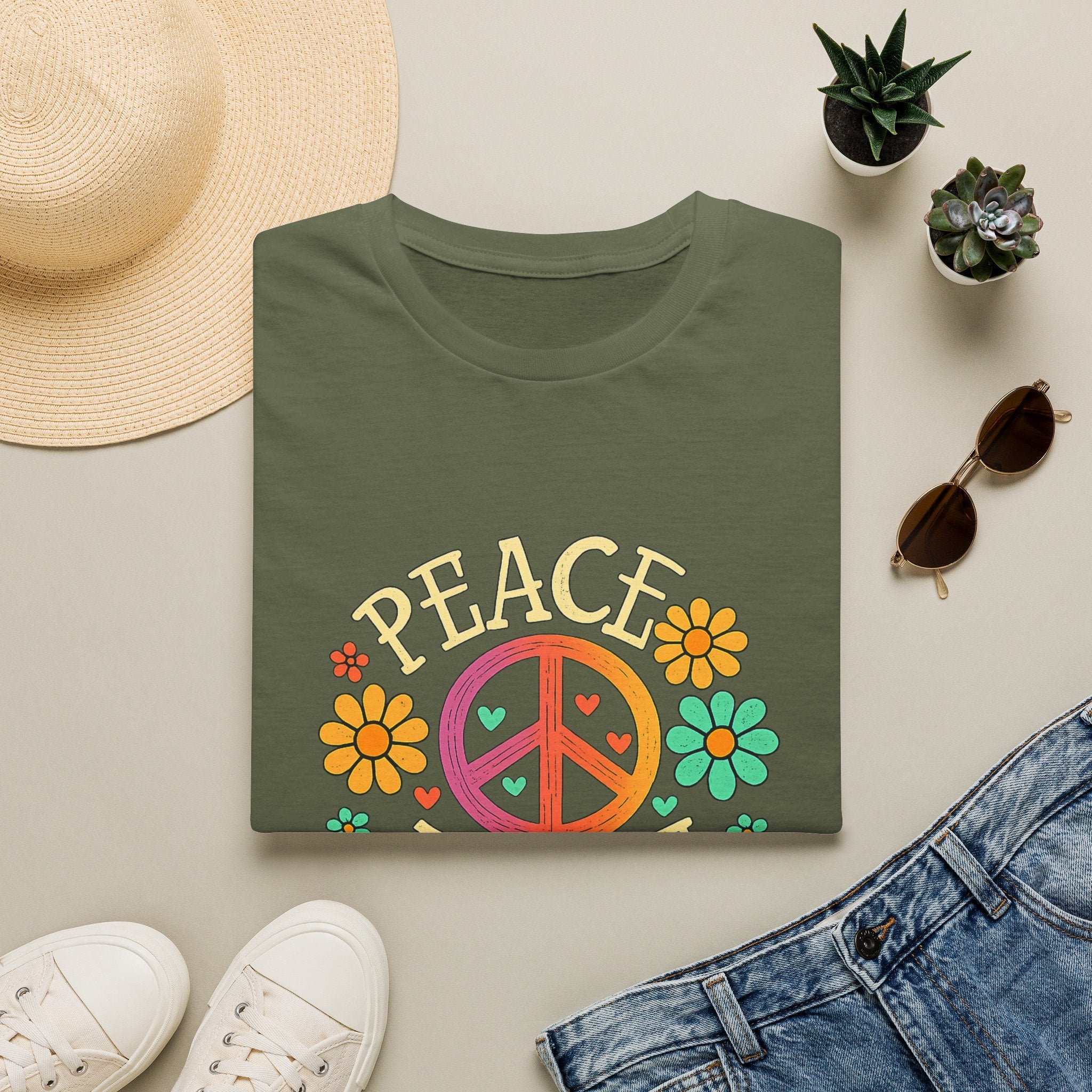 Peace & Love T-Shirt — Retro Flower Peace Sign Tee