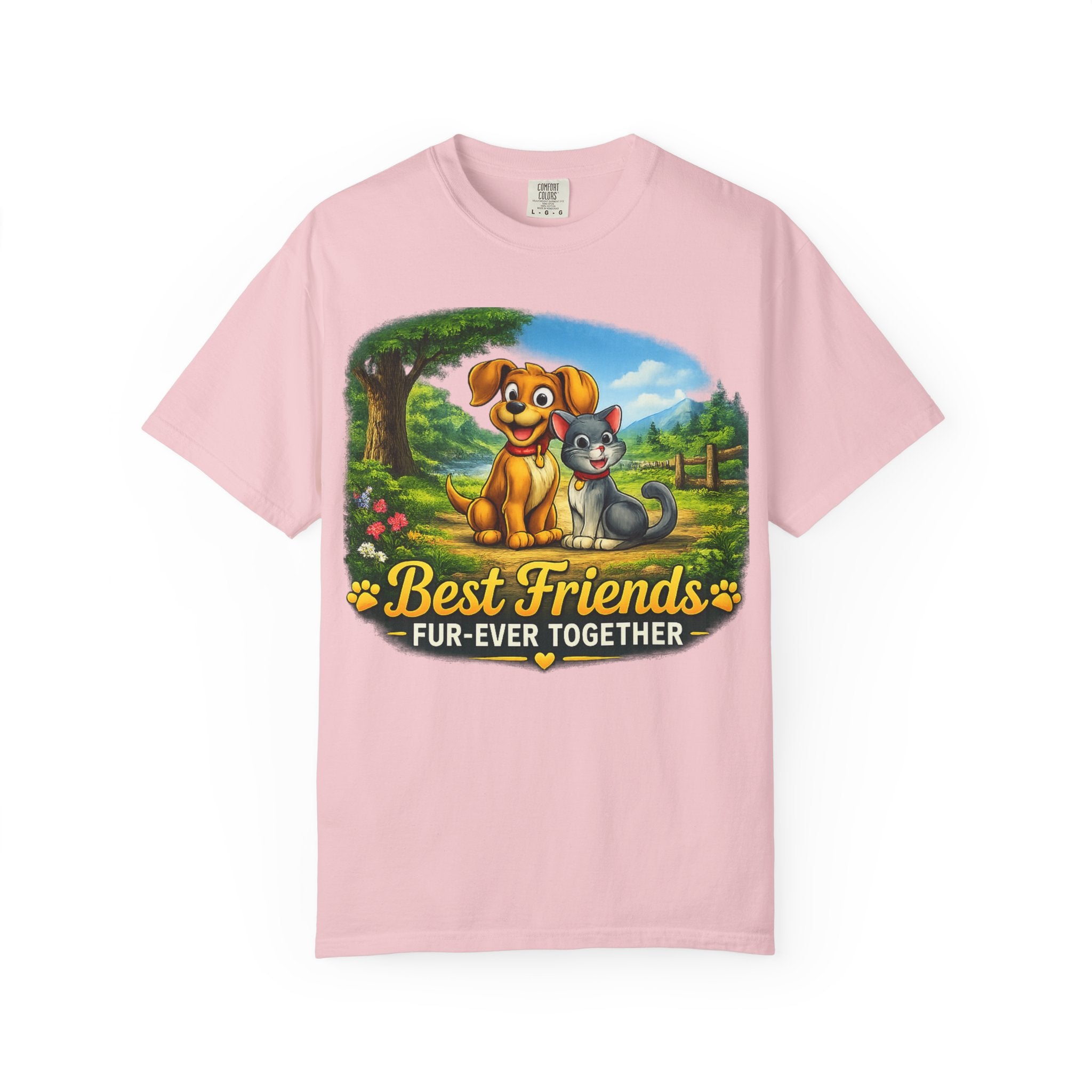 Best Friends T-Shirt — "Fur-Ever Together" Cute Dog & Cat Graphic Tee