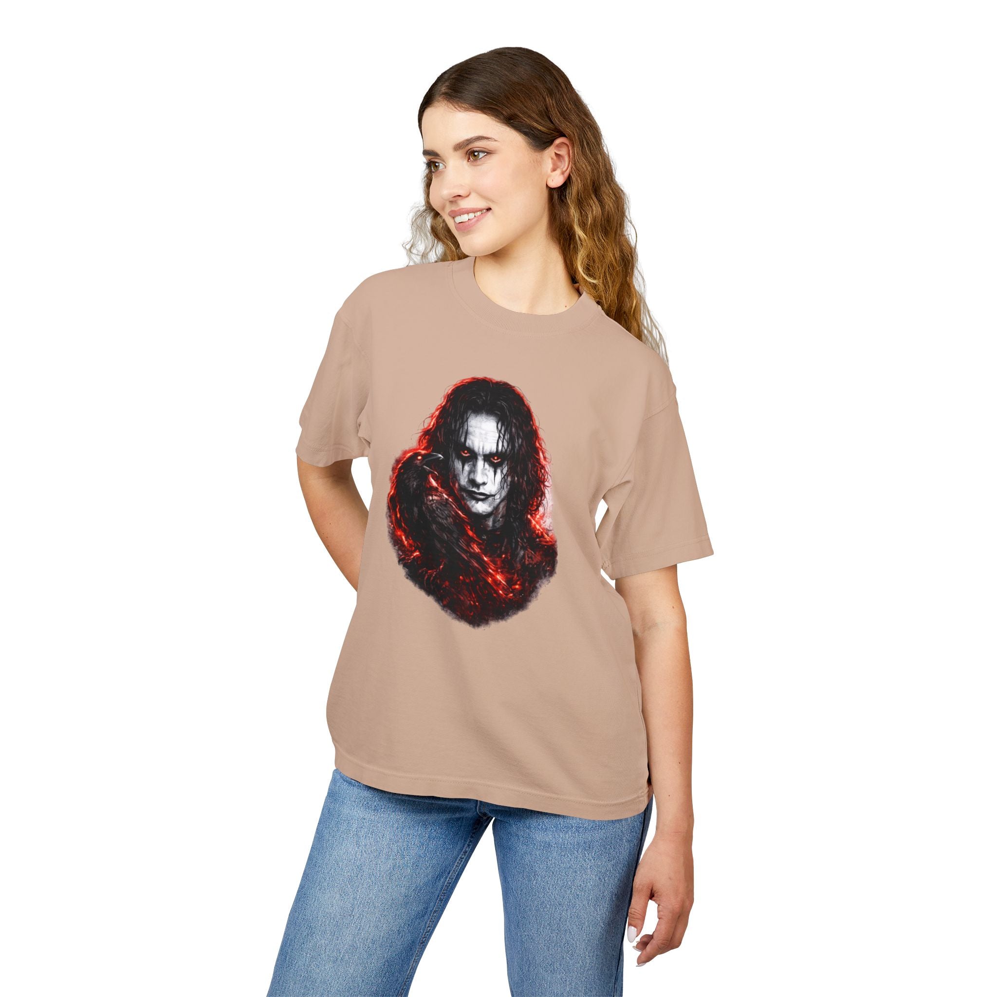 Horror Portrait Tee — Dark Red Smoke Graphic T-Shirt