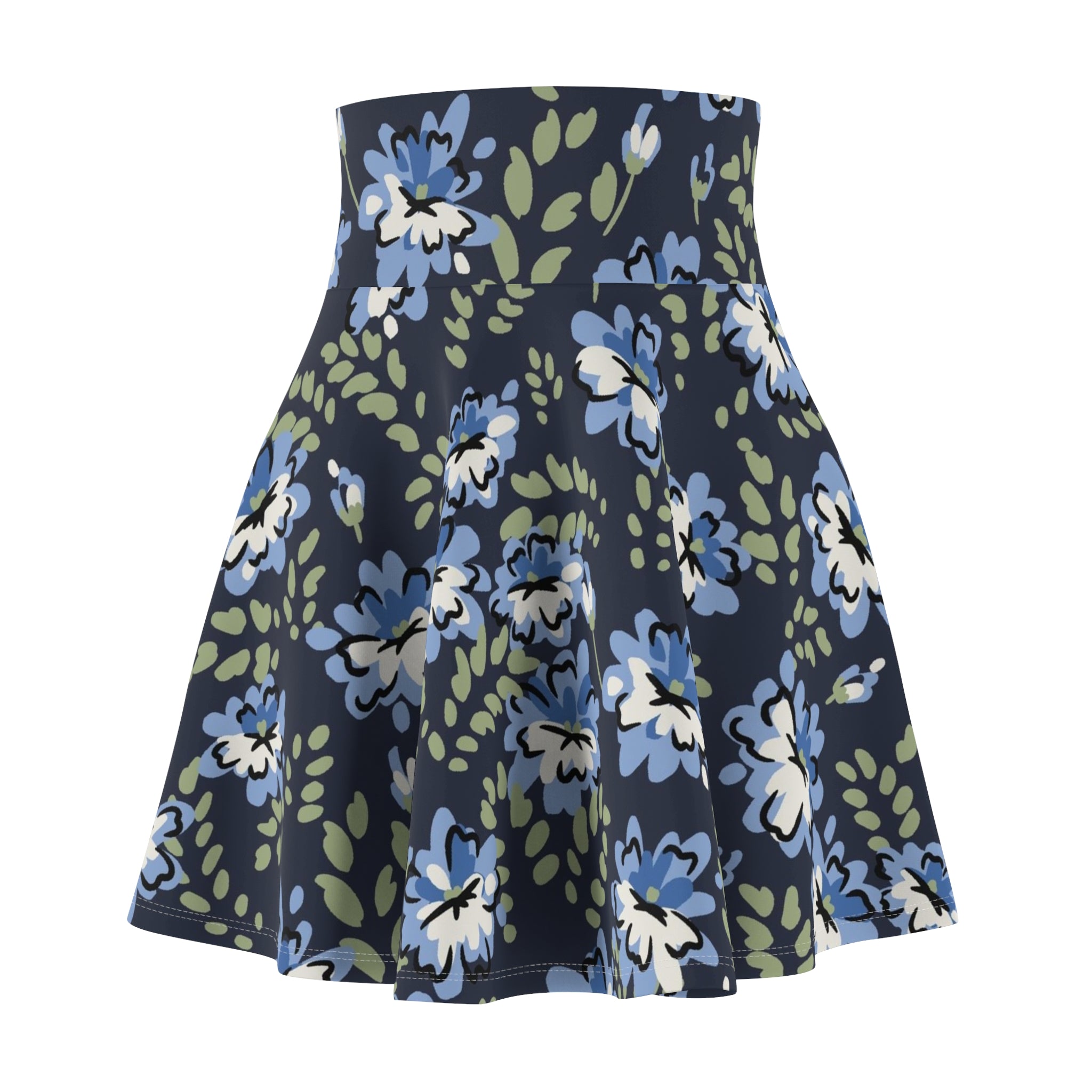 Floral Navy Skater Skirt – Blue Vintage Blossom Print