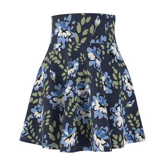 Floral Navy Skater Skirt – Blue Vintage Blossom Print
