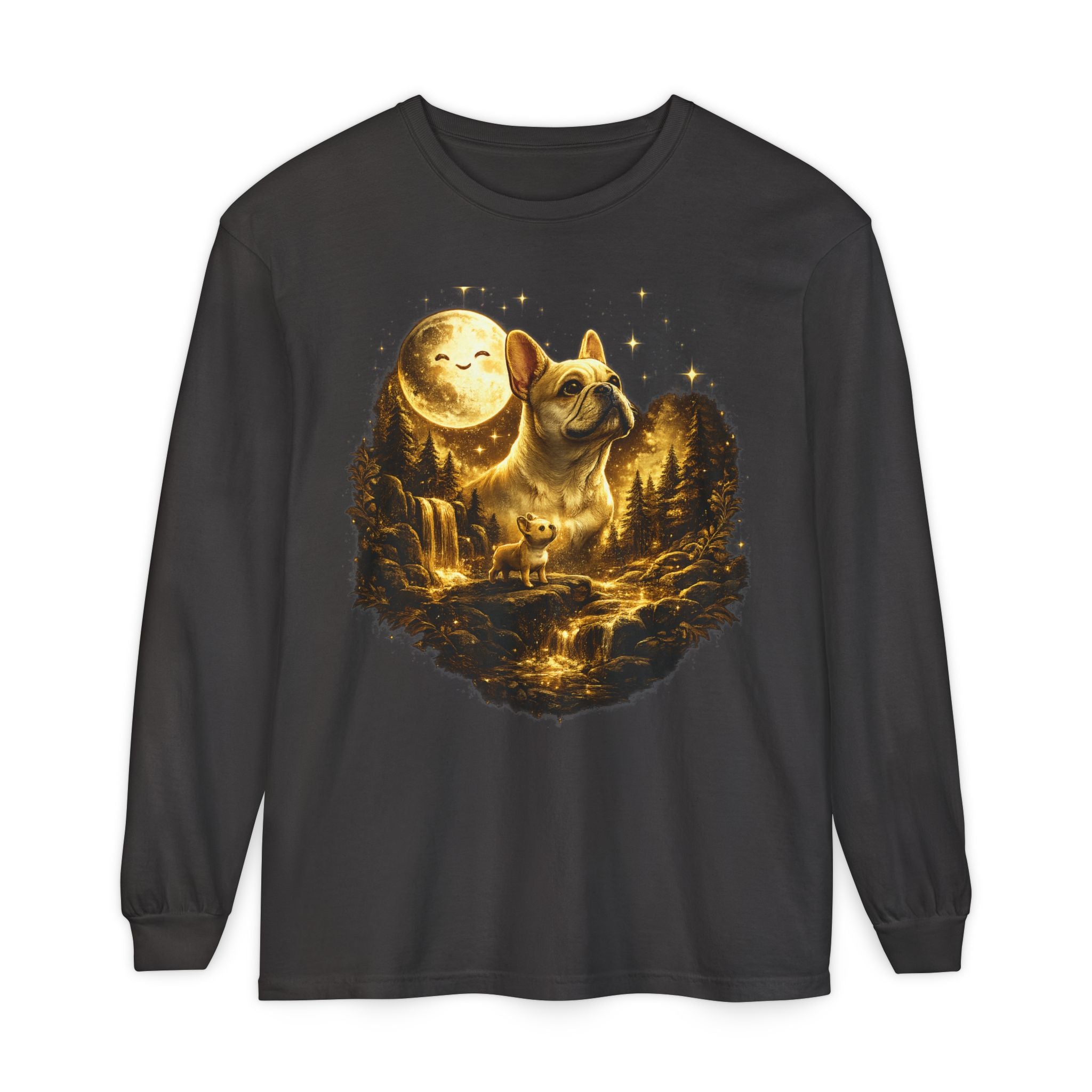 French Bulldog Moonlit Forest Long Sleeve Tee